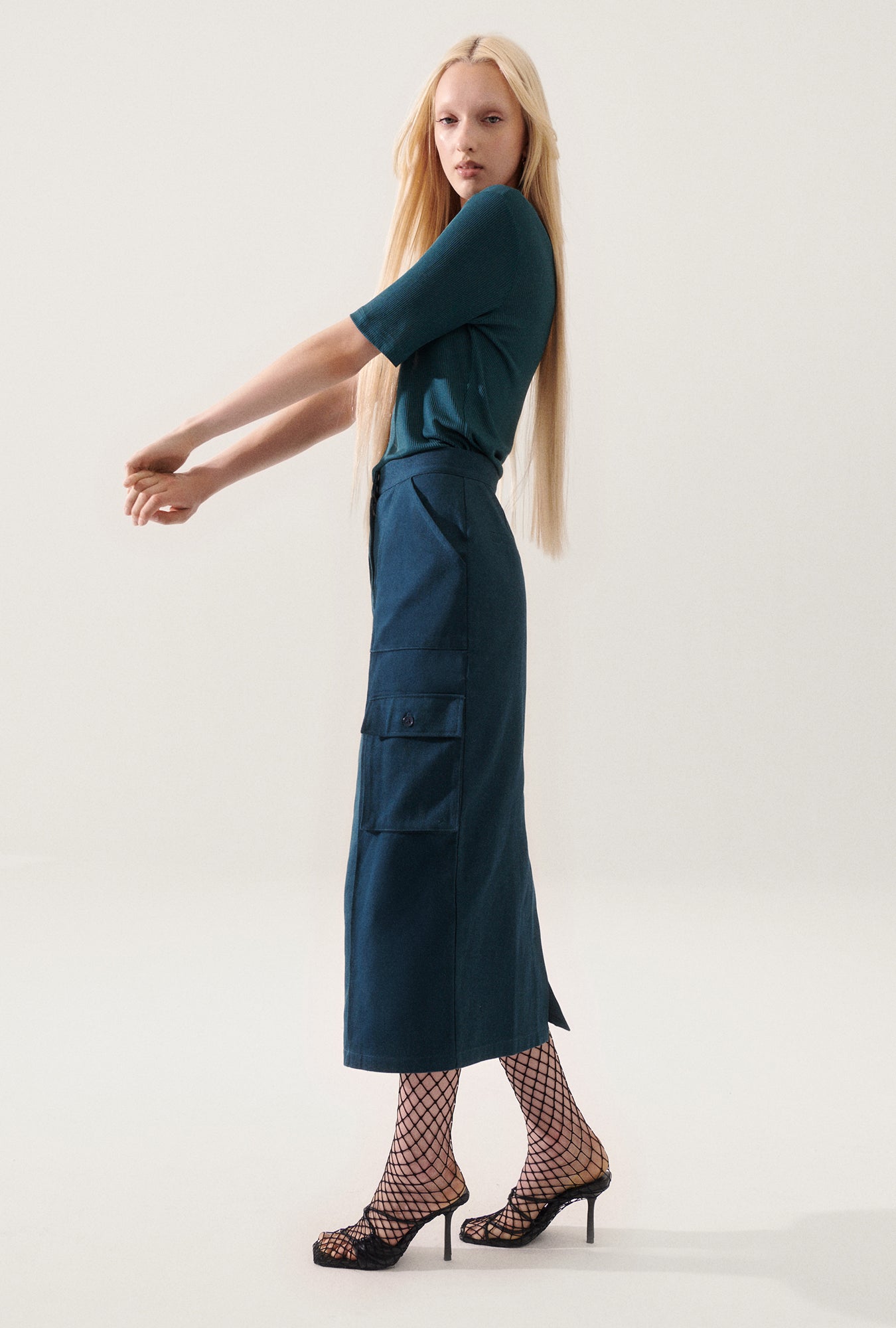 Canvas Cargo Skirt Teal