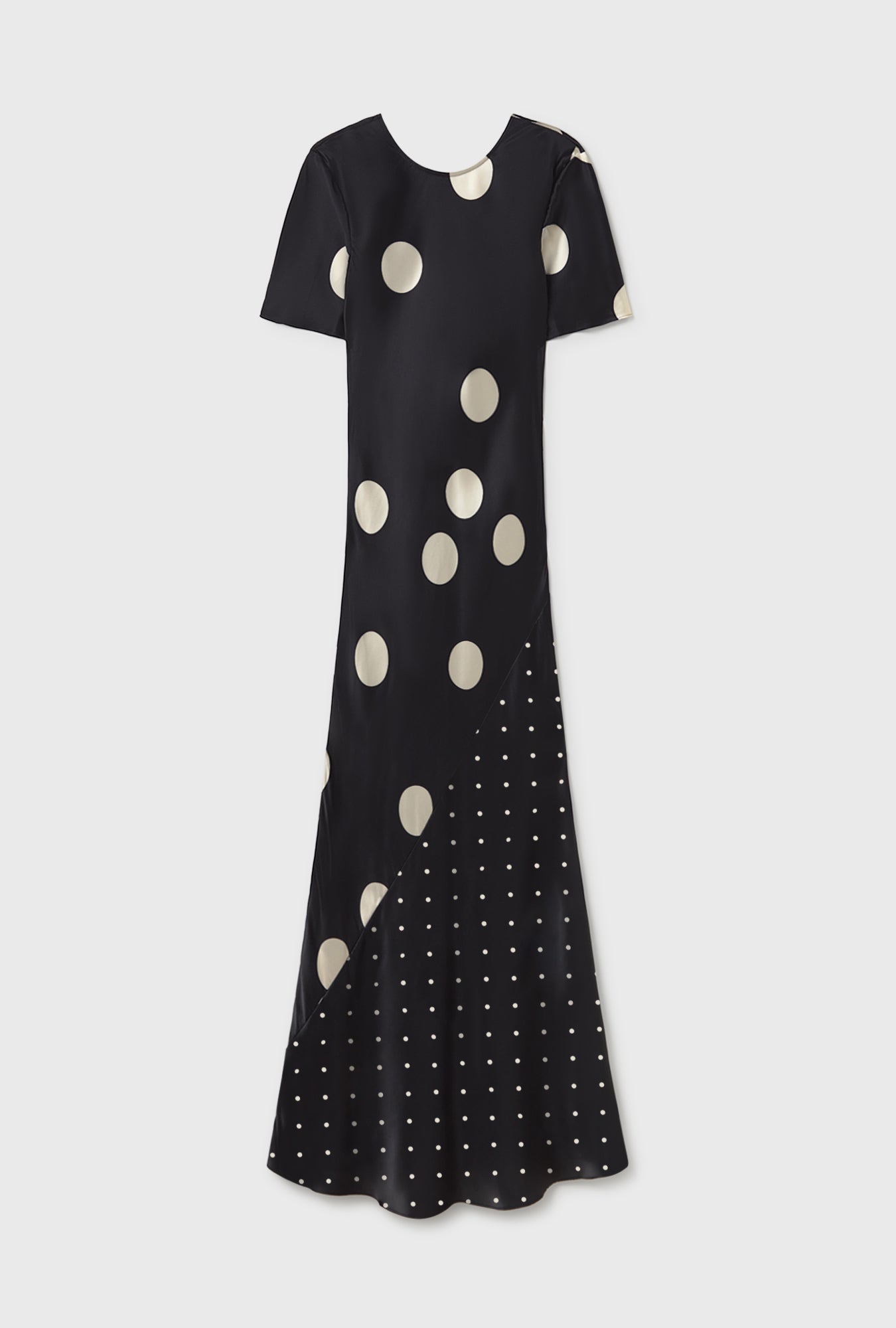 Short Sleeve Bias Dress Polka Mix