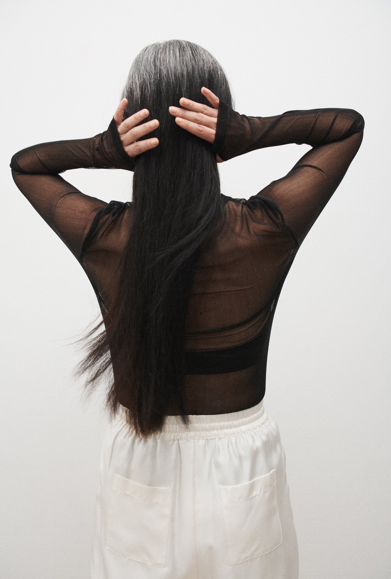 Mesh Long Sleeve Top Black