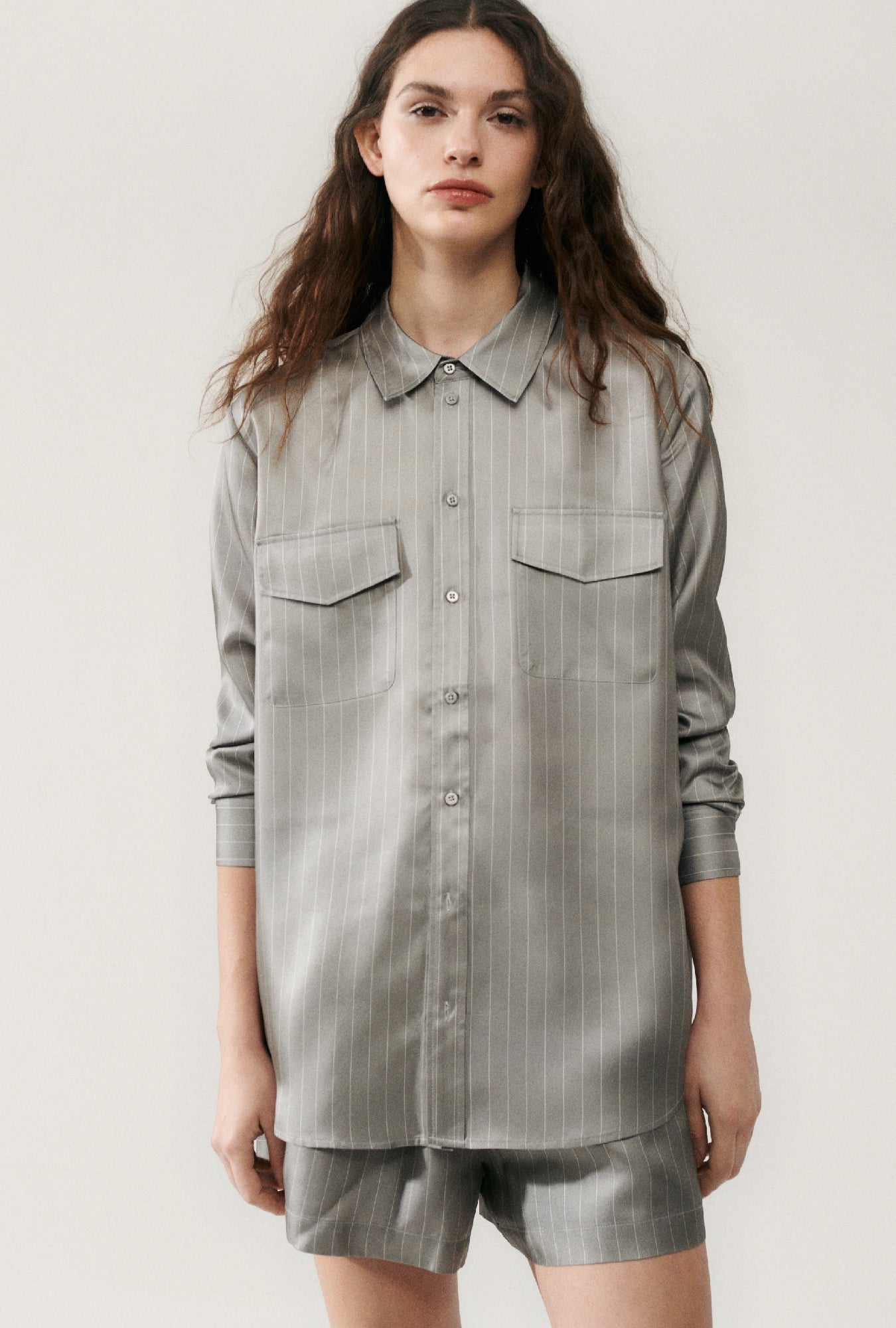 Twill Boyfriend Shirt Moon Pinstripe