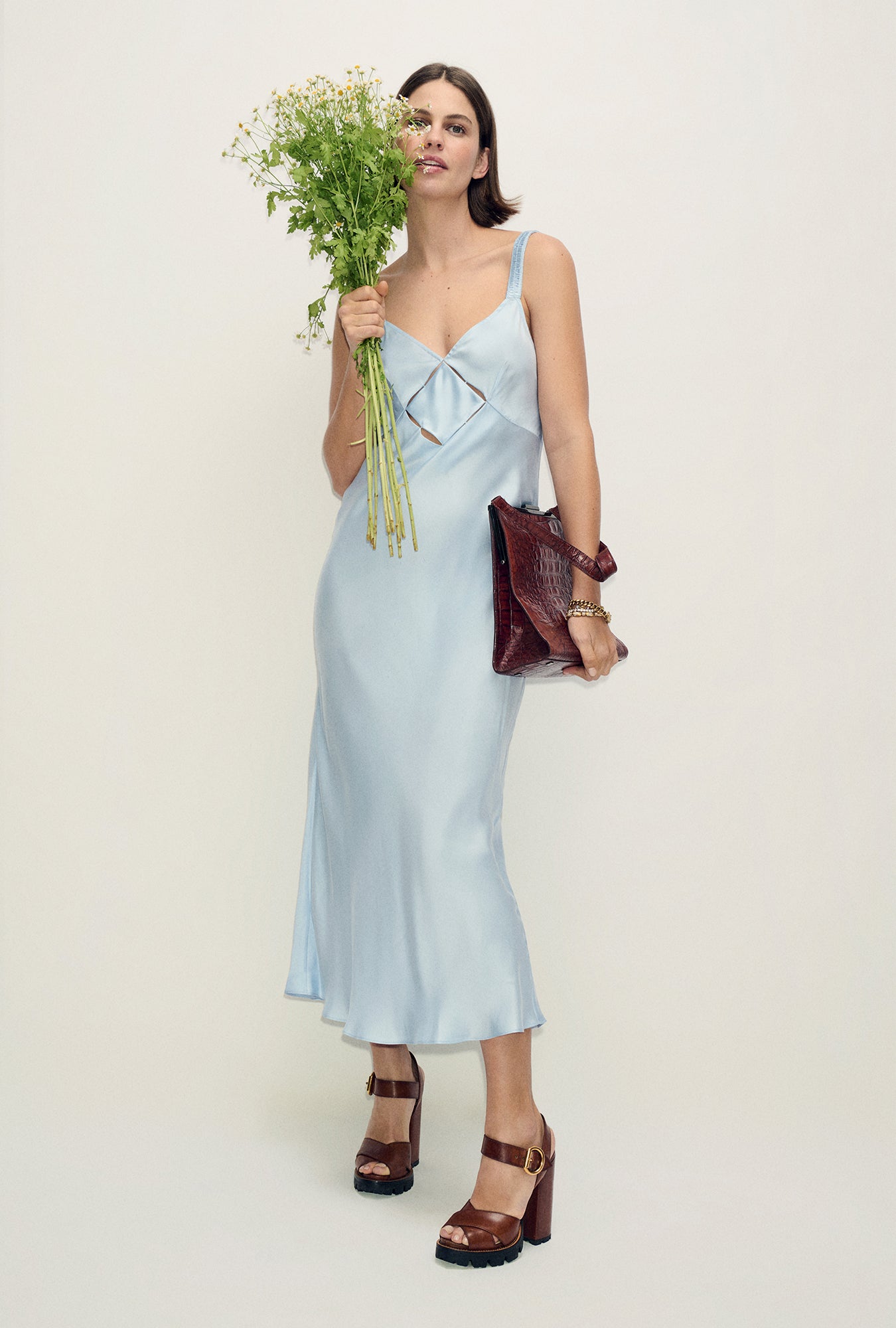 DIAMOND DECO RUCHED DRESS CORNFLOWER