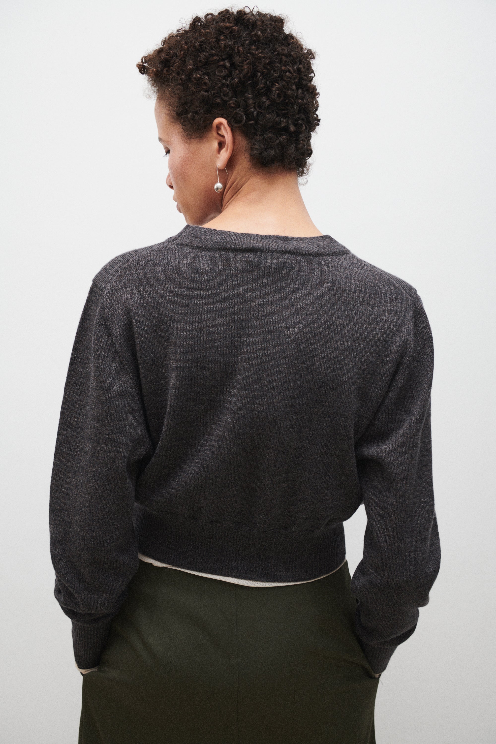 Cropped Crewneck Granite Melange