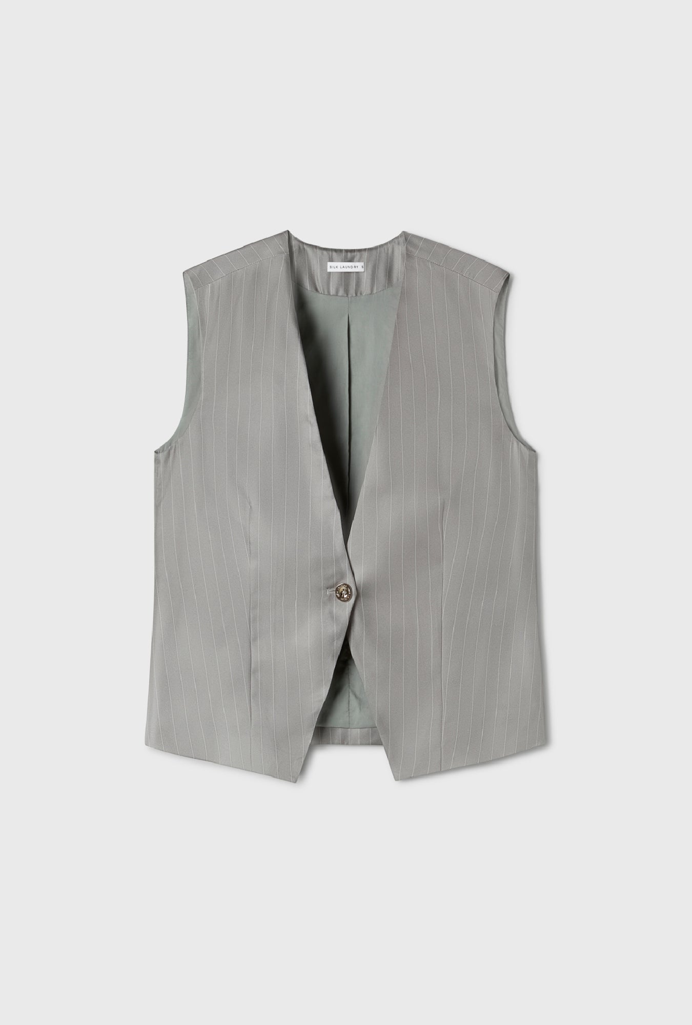 Twill Slouch Vest Moon Pinstripe