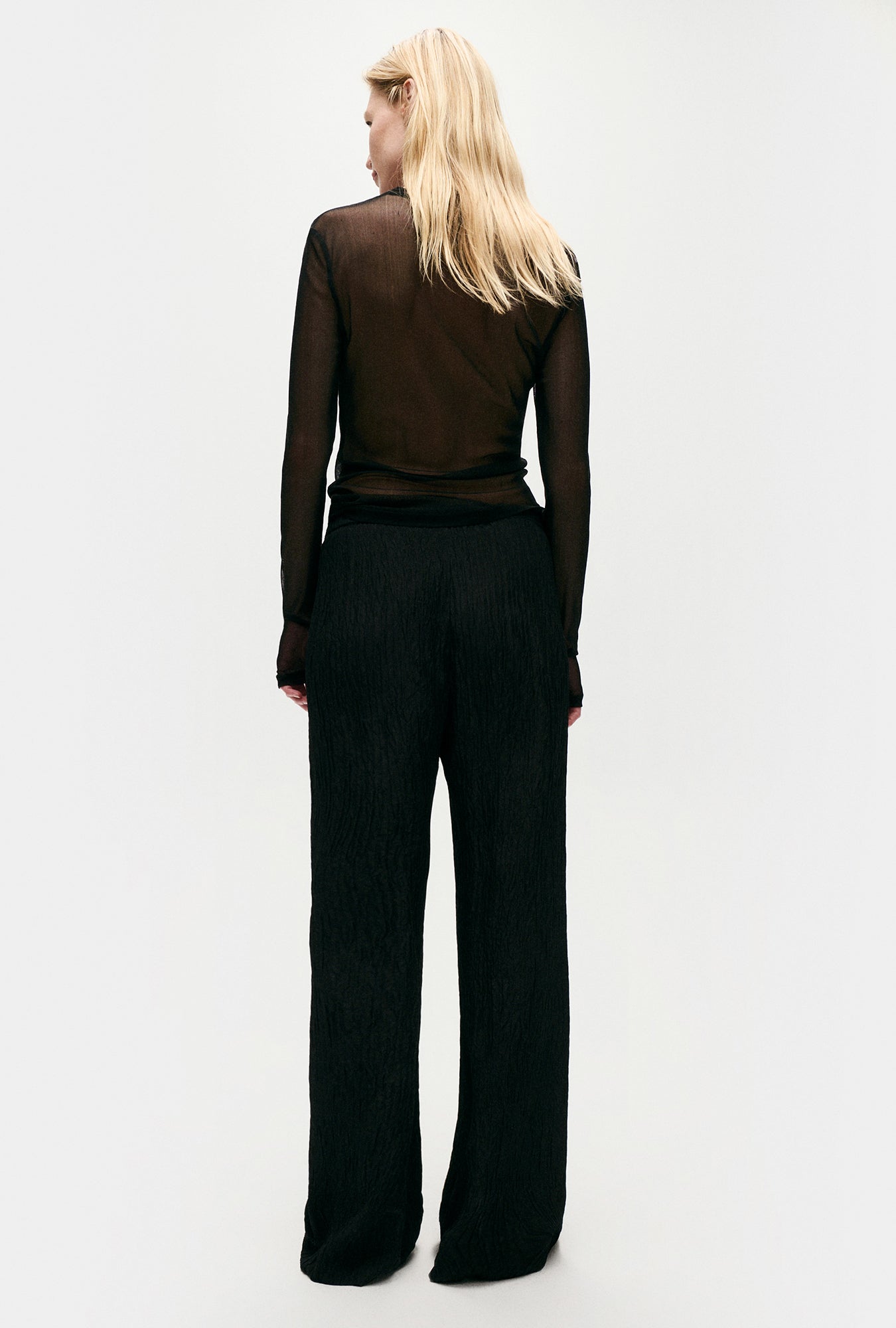 Crinkle Flare Pants Black