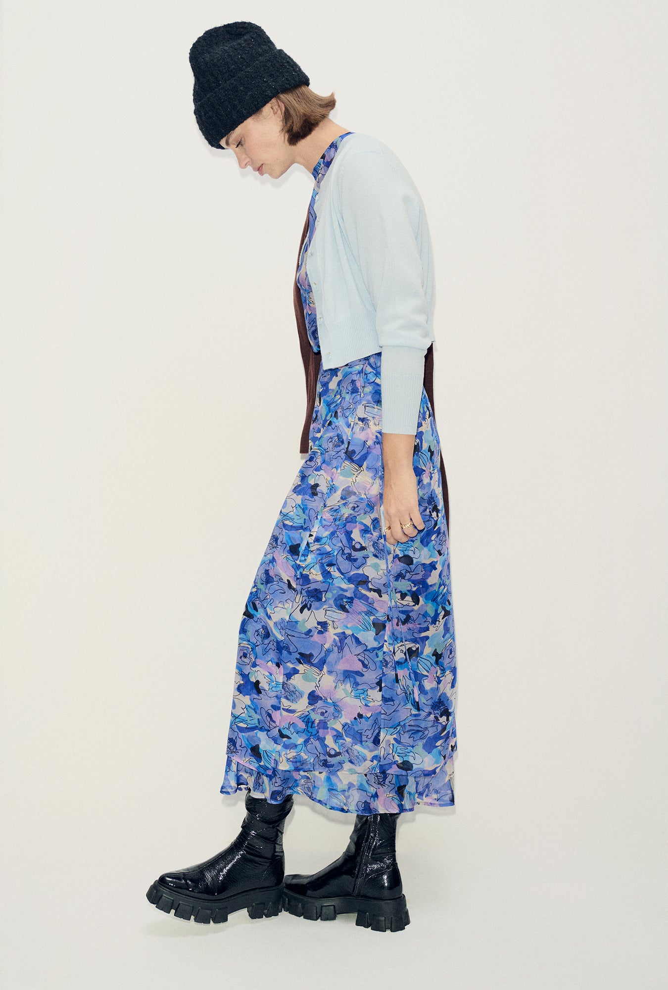Wool Cropped Cardigan Cornflower