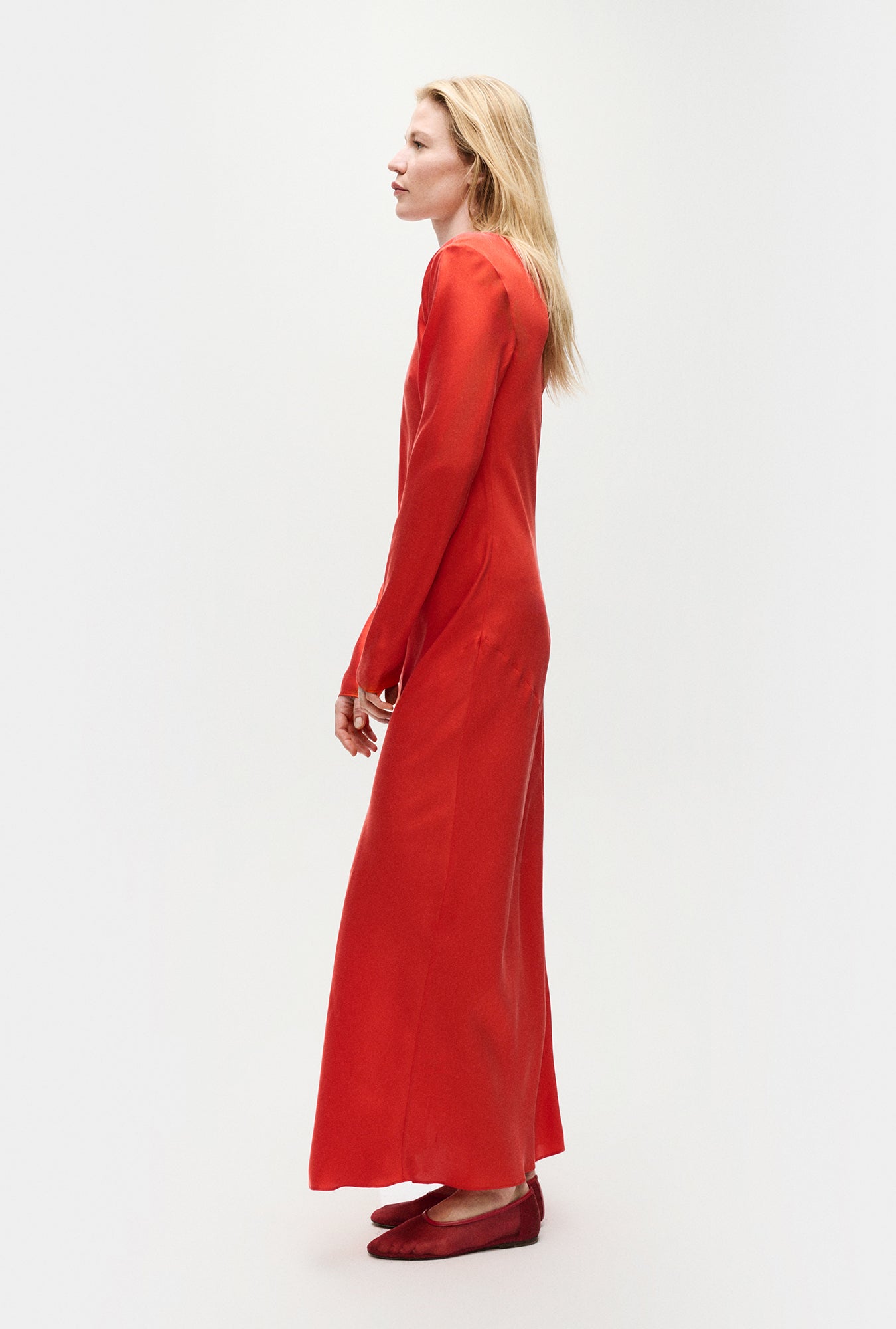 Full Sleeve Bias Dress Geranium