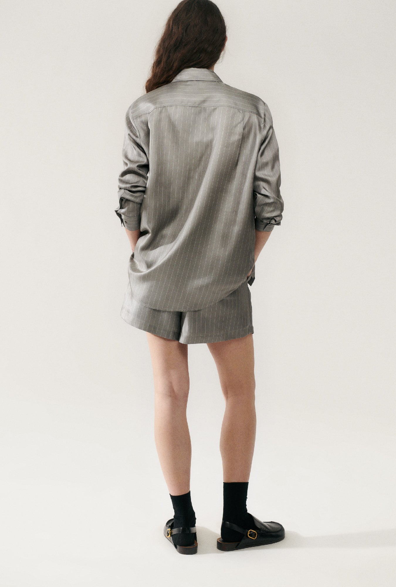 Twill Boyfriend Shirt Moon Pinstripe