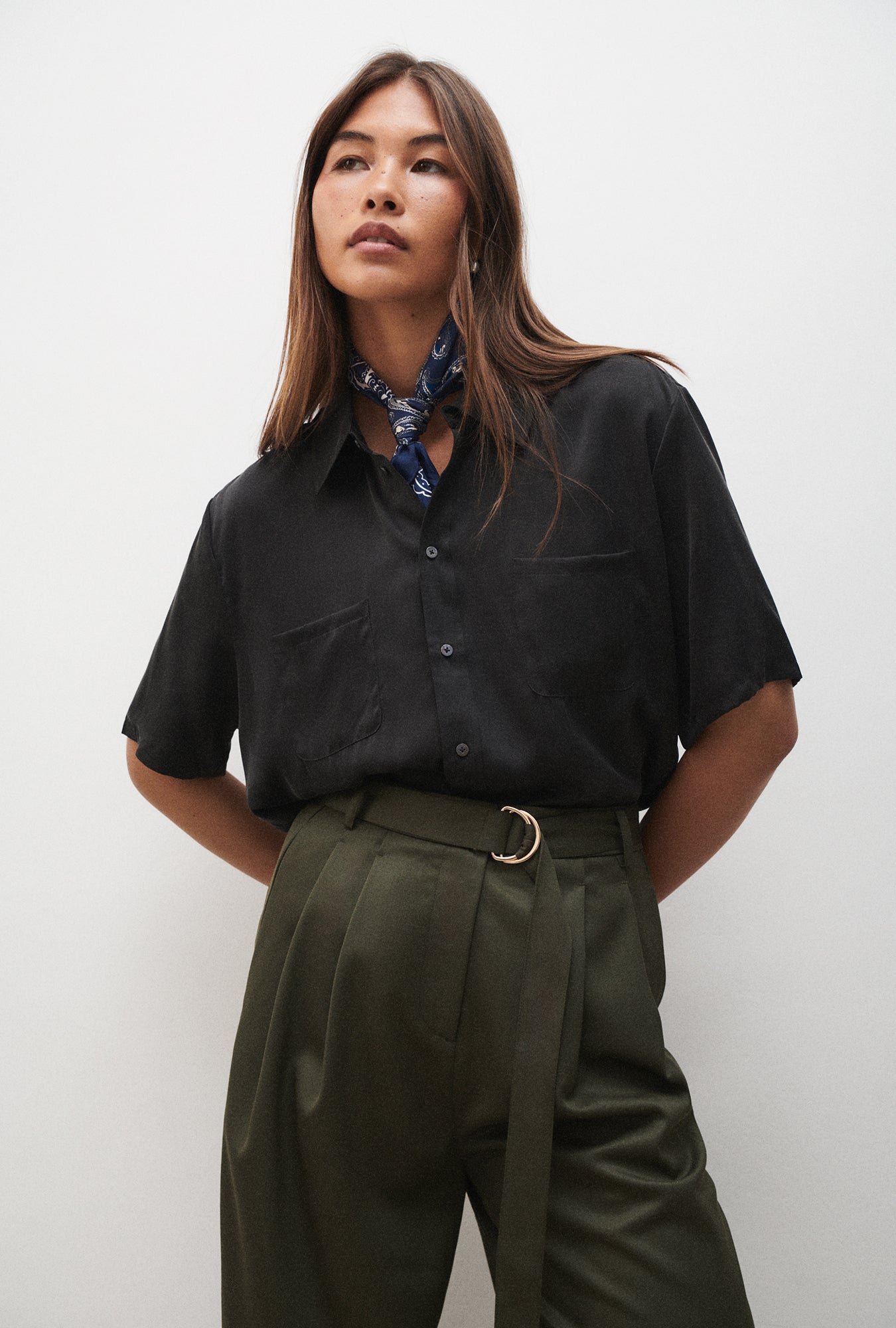 Short Sleeve Boyfriend Shirt Black