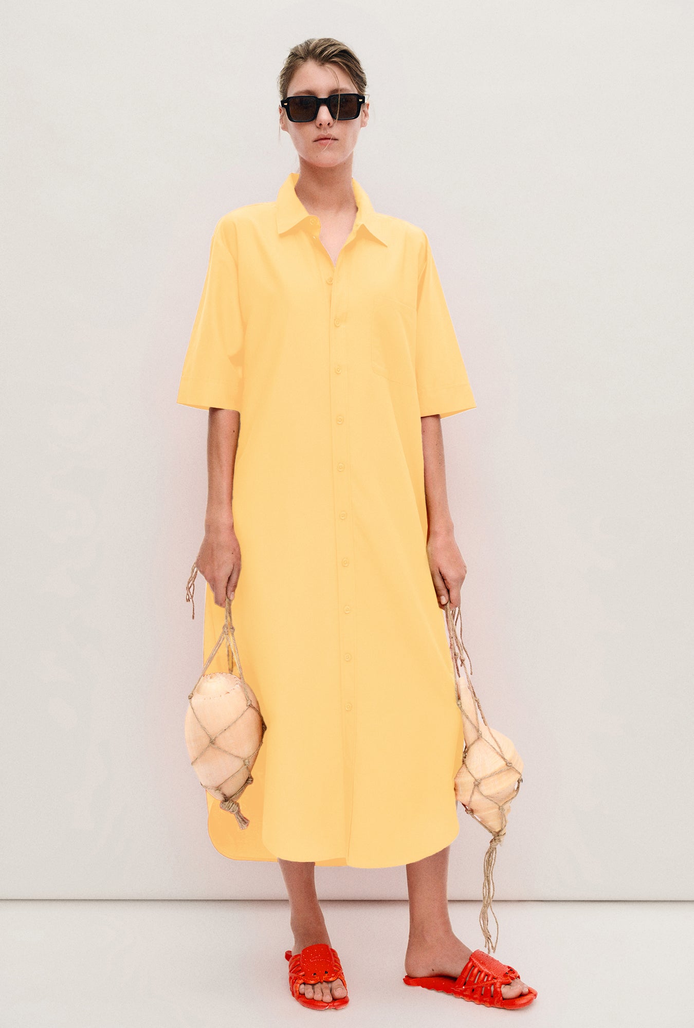 Short Sleeve Boyfriend Shirt Dress Margarita