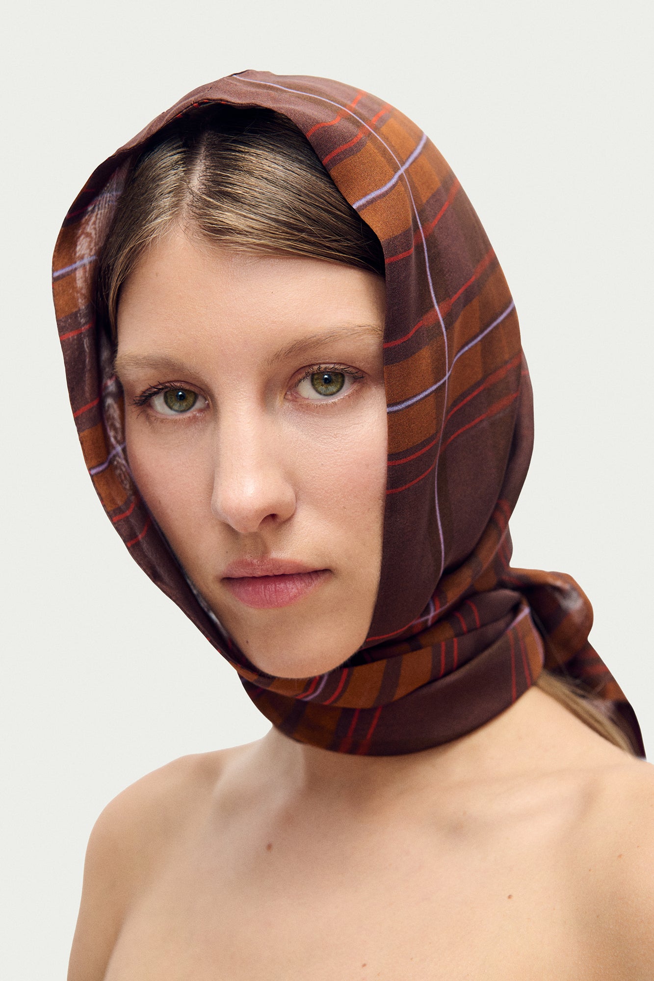 Chiffon Hollywood Headscarf Root Plaid