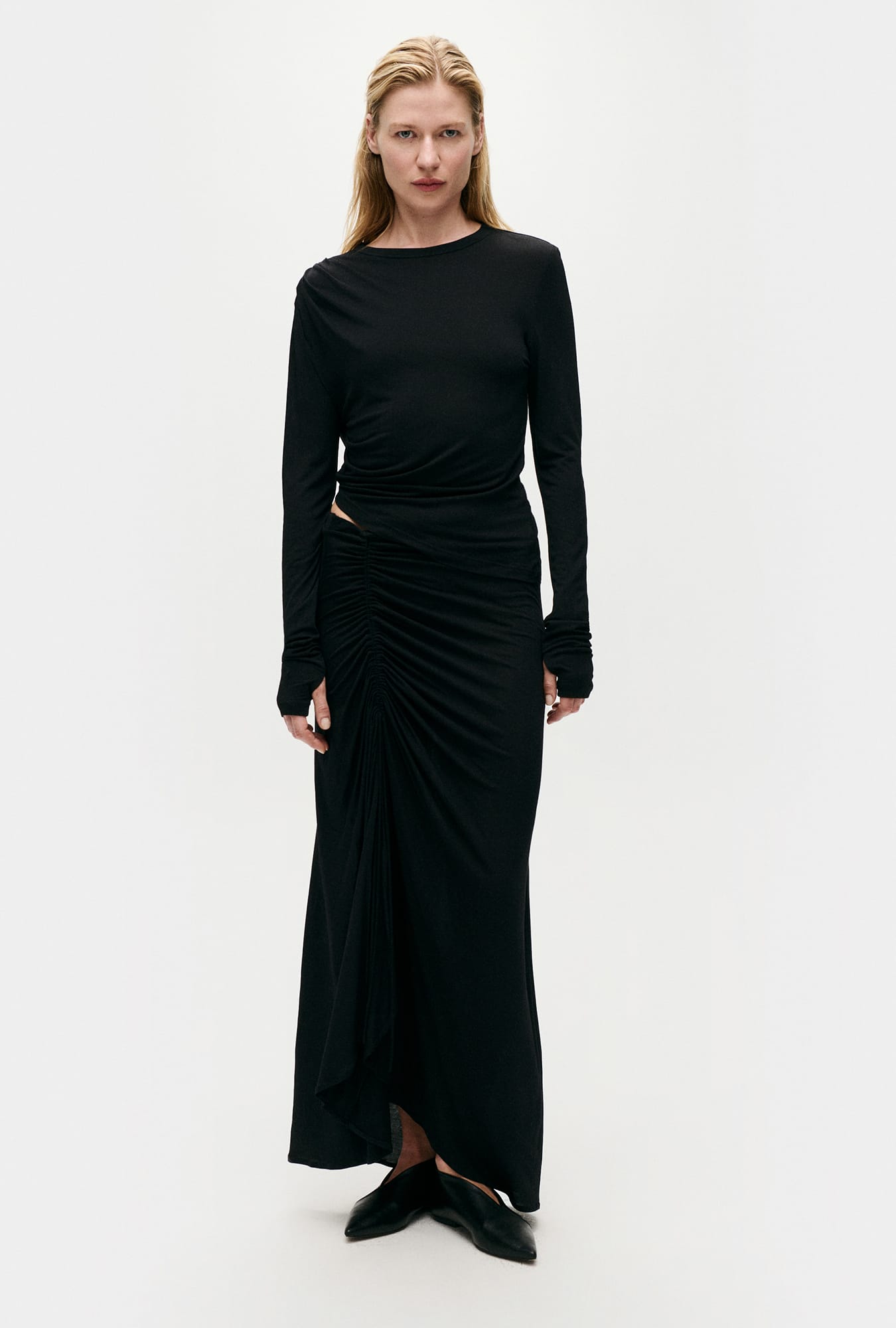 Jersey Modal Ruched Skirt Black