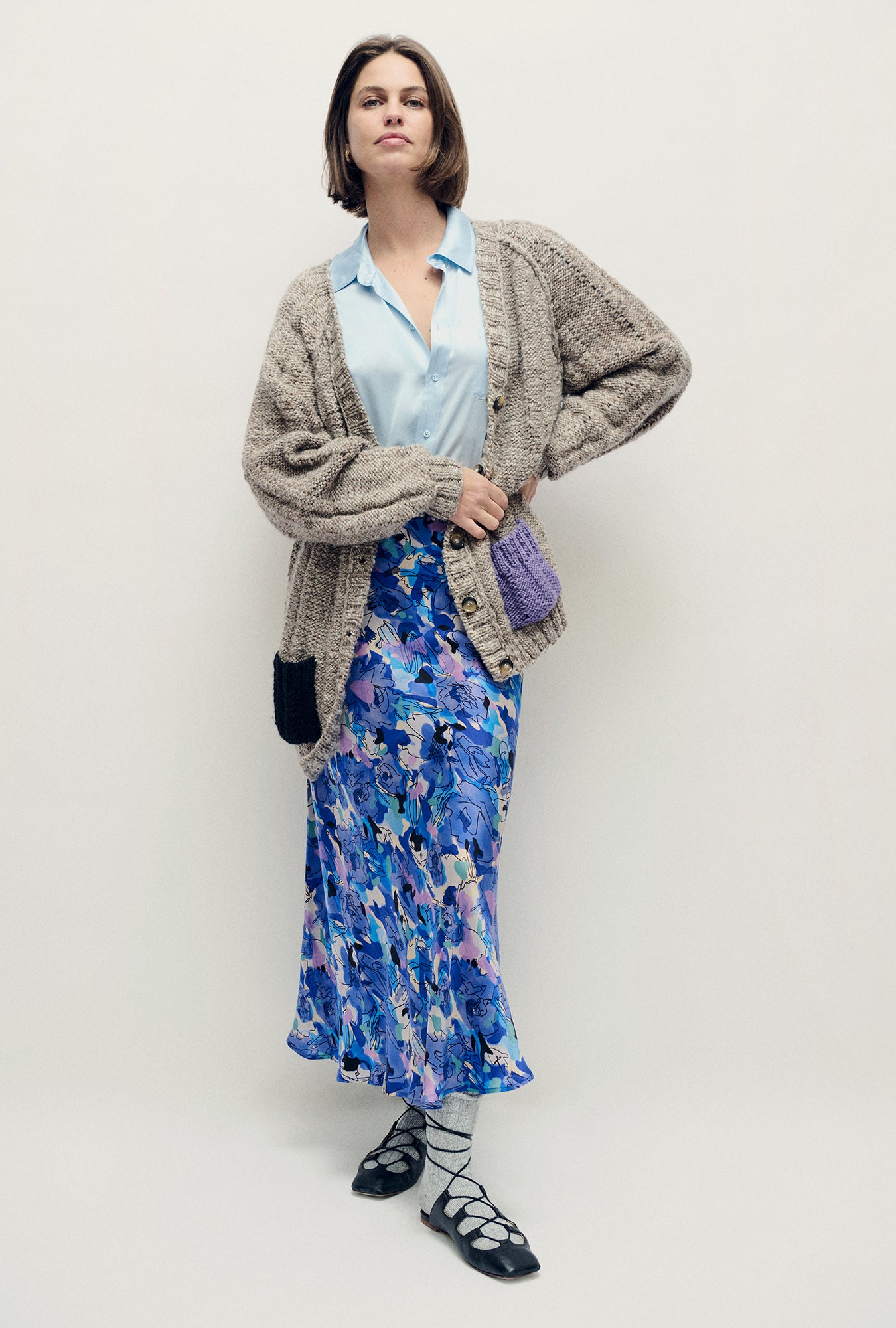 SHORT SLEEVE BOYFRIEND SHIRT CORNFLOWER