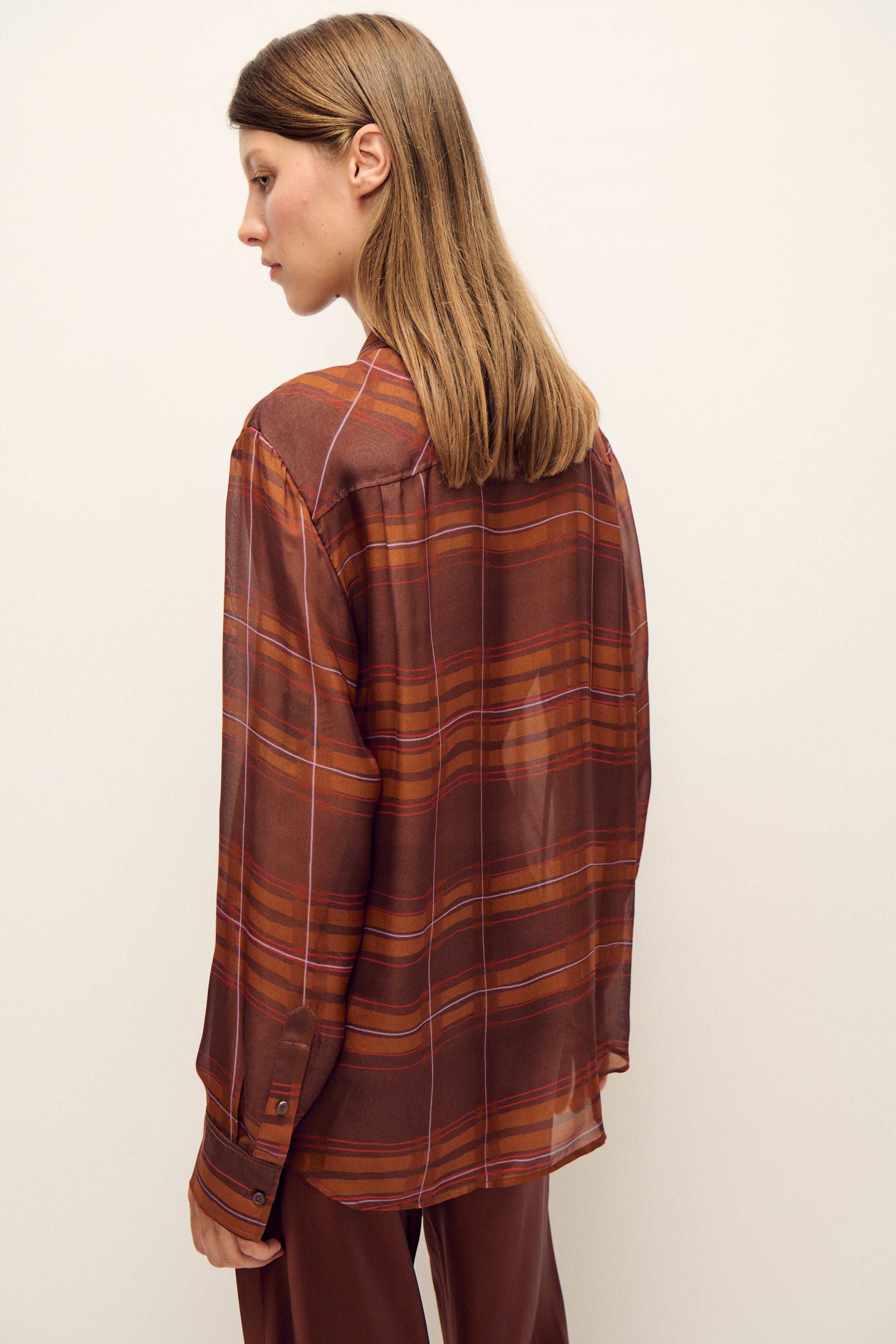 CHIFFON BOYFRIEND SHIRT ROOT PLAID