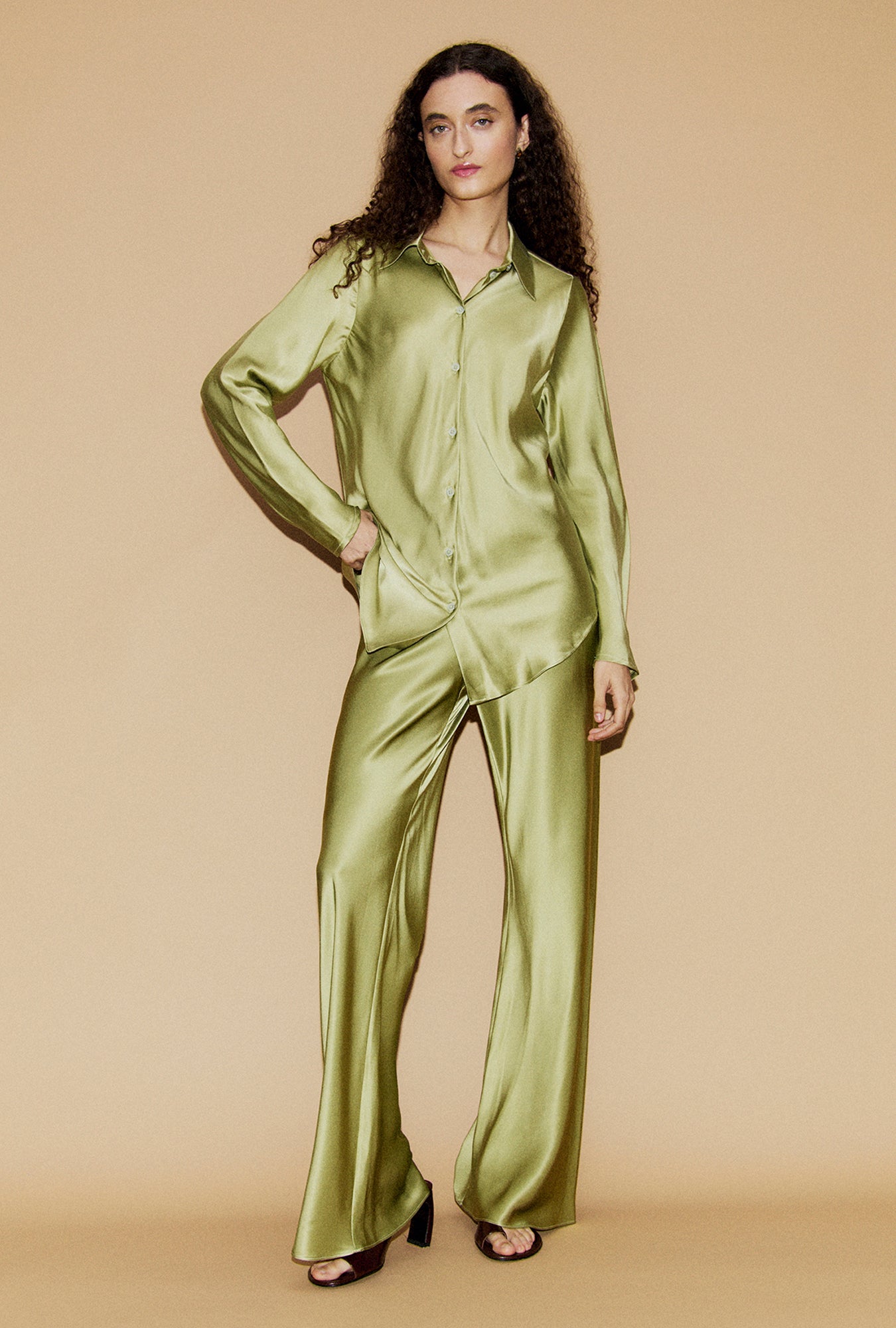 Bias Cut Pants Sage