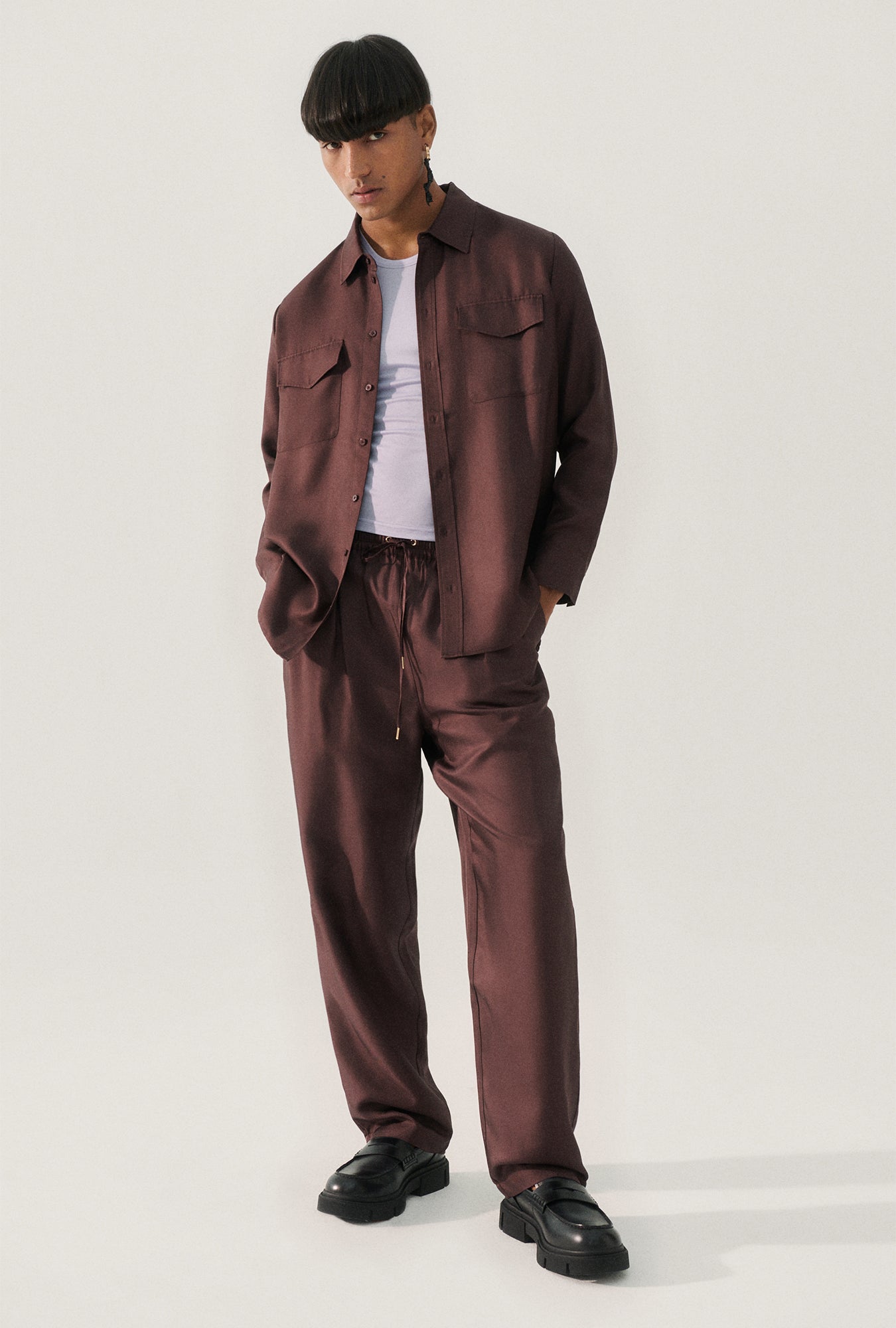 Twill Boyfriend Shirt Cacao