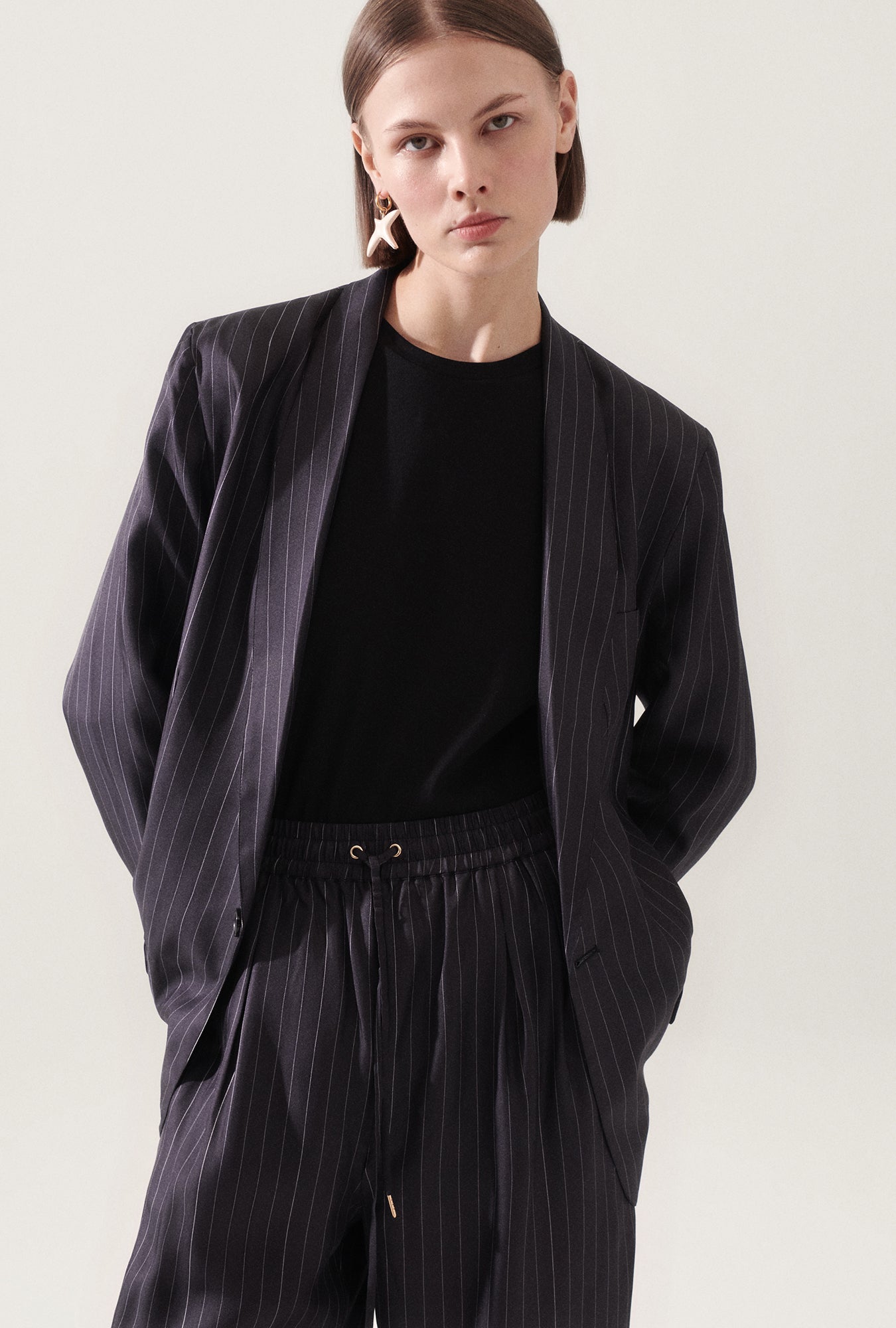 Twill Miami Blazer Pinstripe Black / White