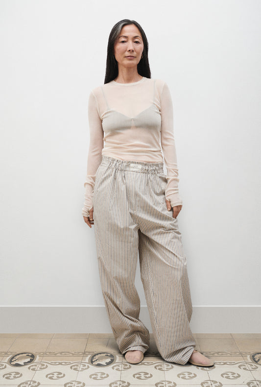 Mesh Long Sleeve Top Hazelnut