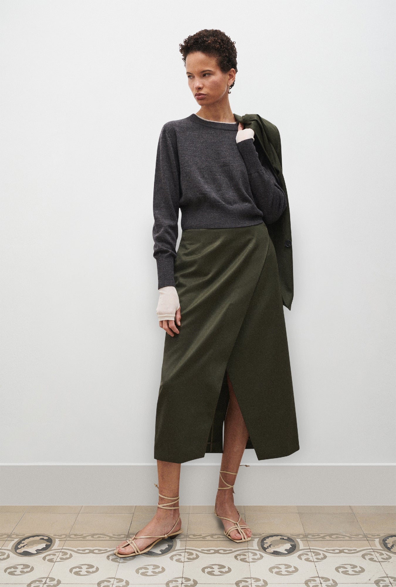 Cropped Crewneck Granite Melange