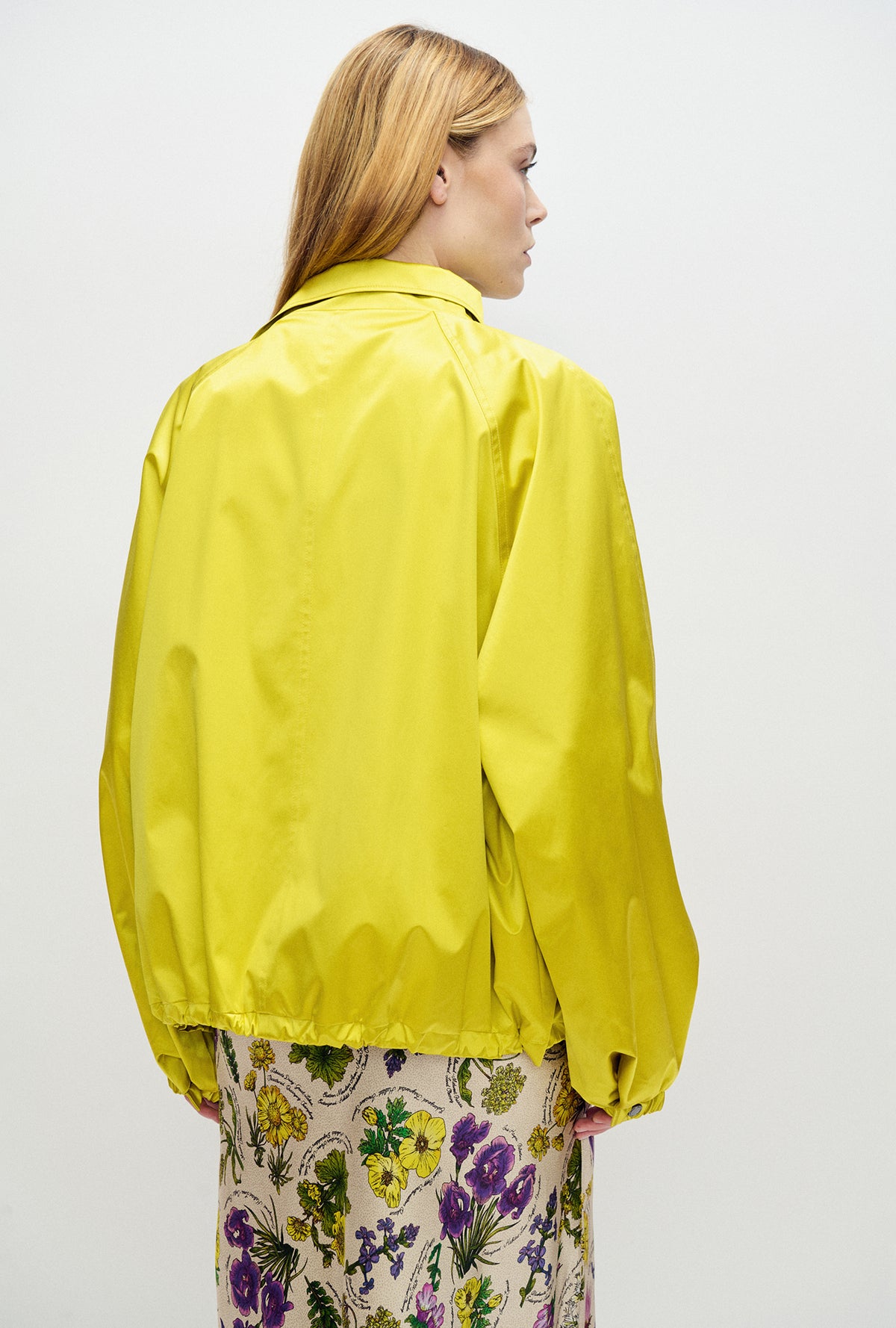 Coated Silk Bomber Jacket Wood Poppy Yellow