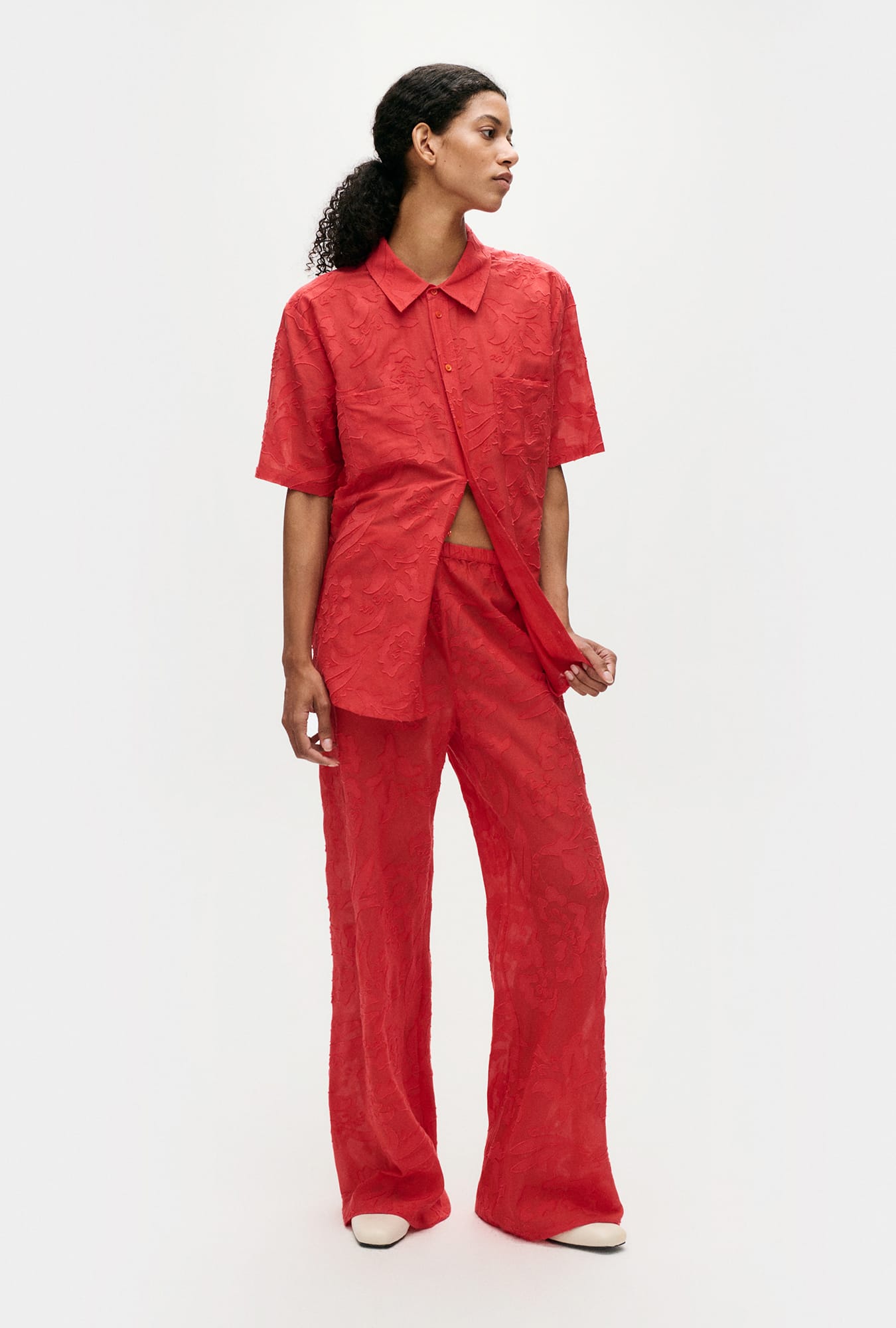 Clip Silk Bias Cut Pants Geranium