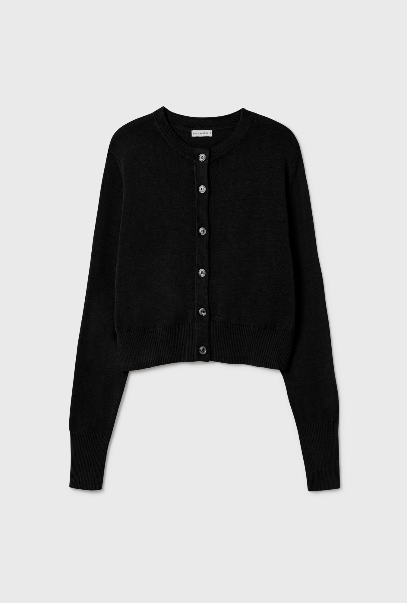 Wool Cropped Cardigan Black