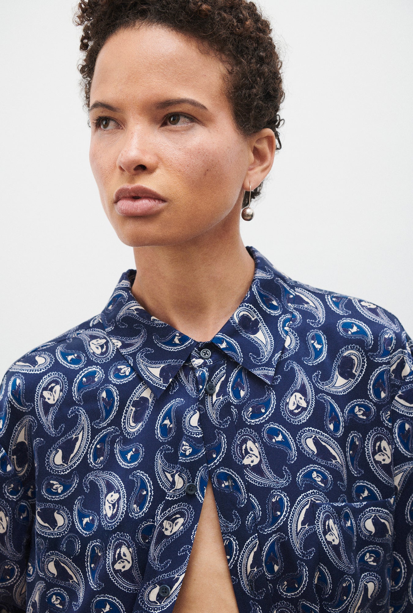 Short Sleeve Boyfriend Shirt Hounds Paisley