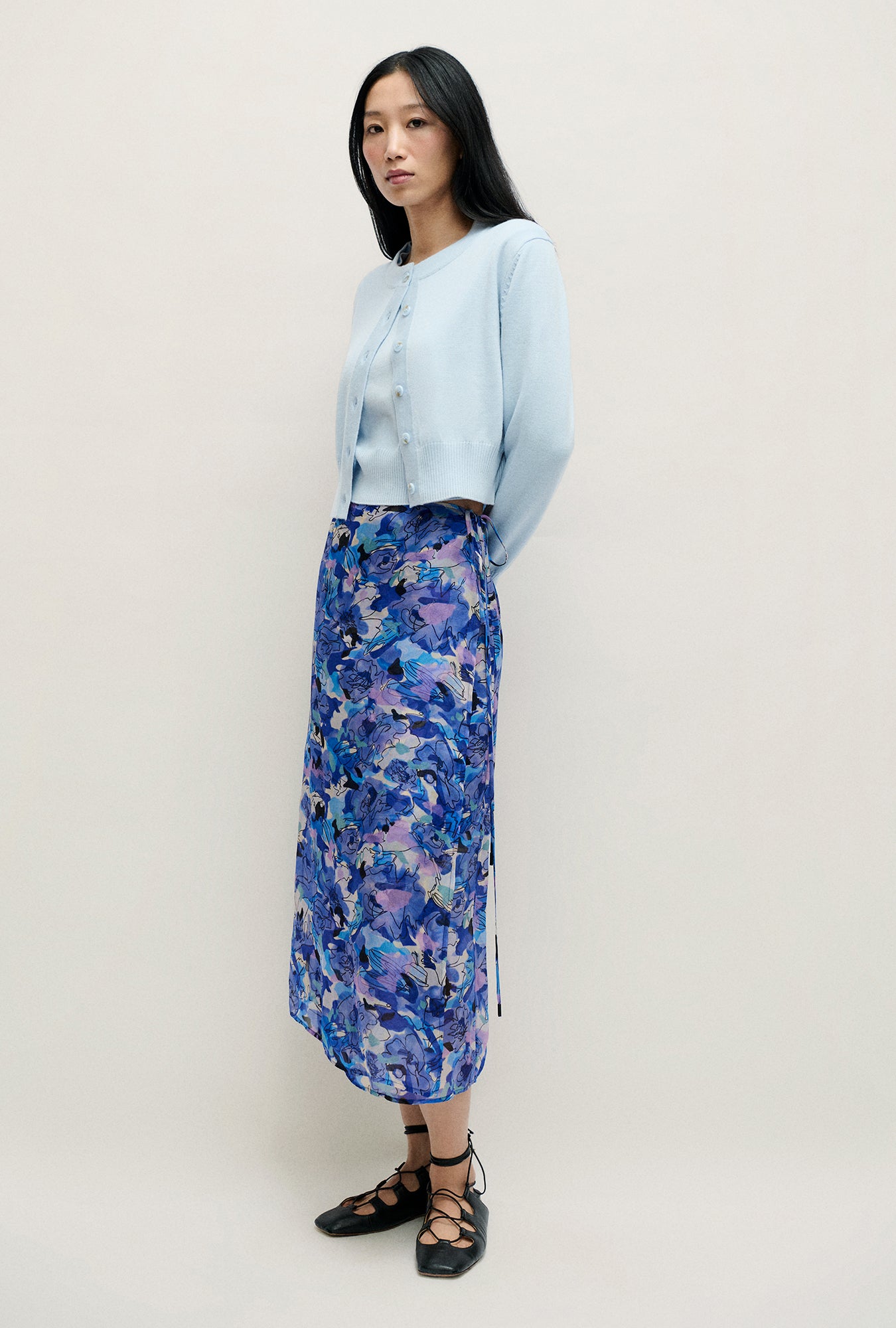 Wool Cropped Cardigan Cornflower