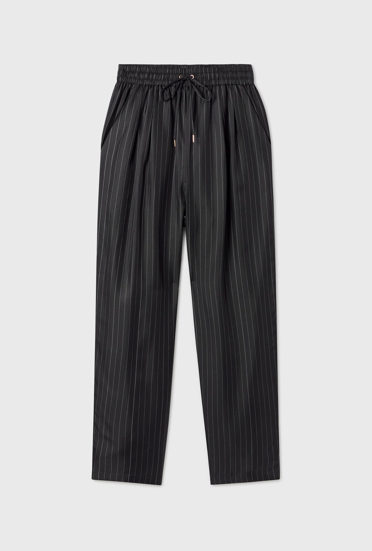 Twill Slouch Pants Pinstripe Black / White