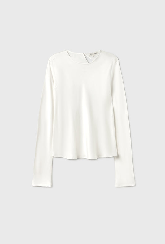 Long Sleeve Bias Top White