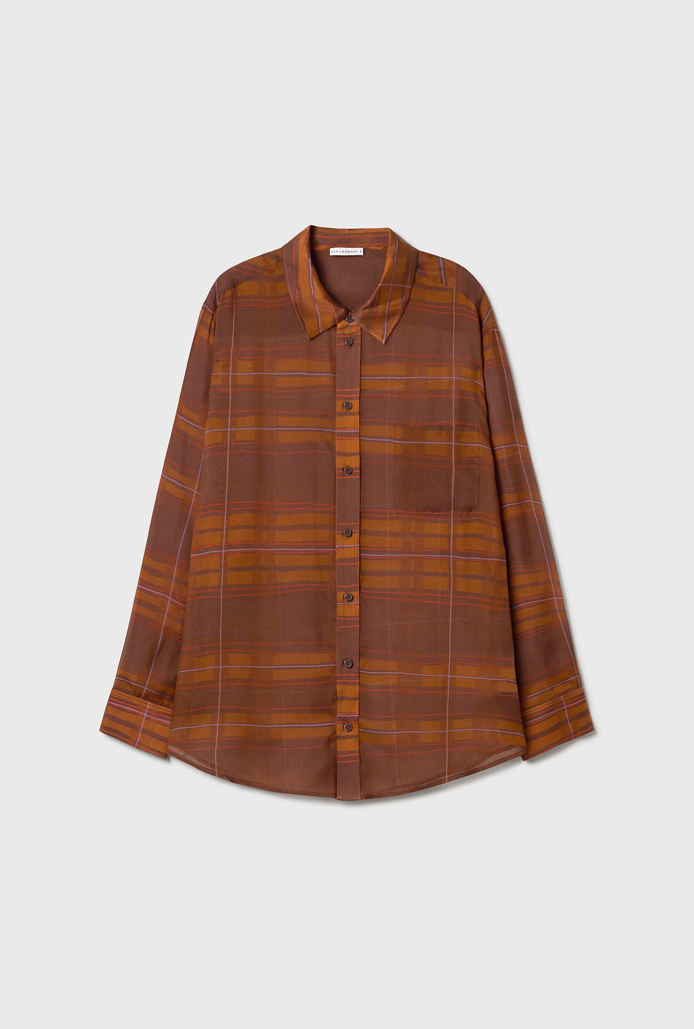 Chiffon Boyfriend Shirt Root Plaid
