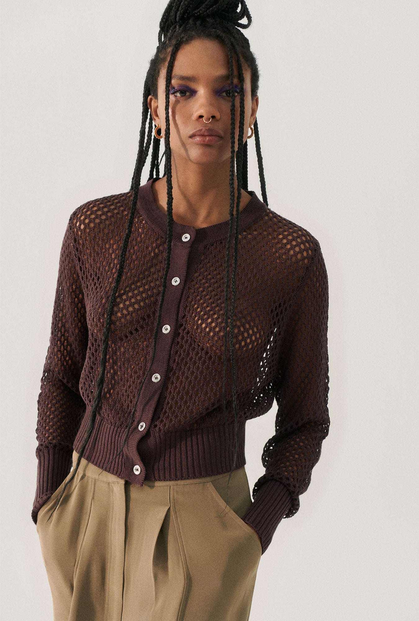 Crochet Cropped Cardigan Cacao