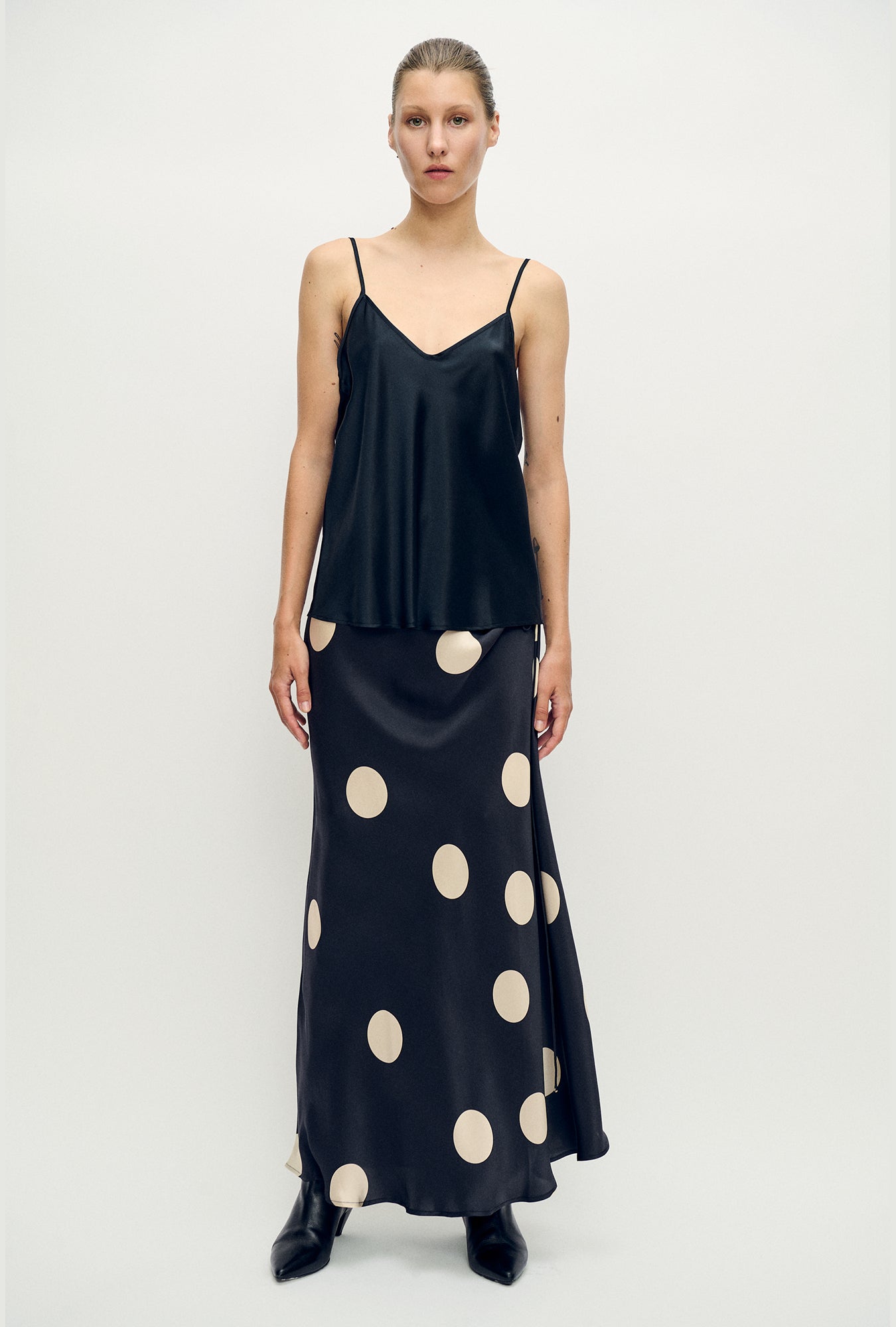 Long Bias Cut Skirt Large Polka Dot