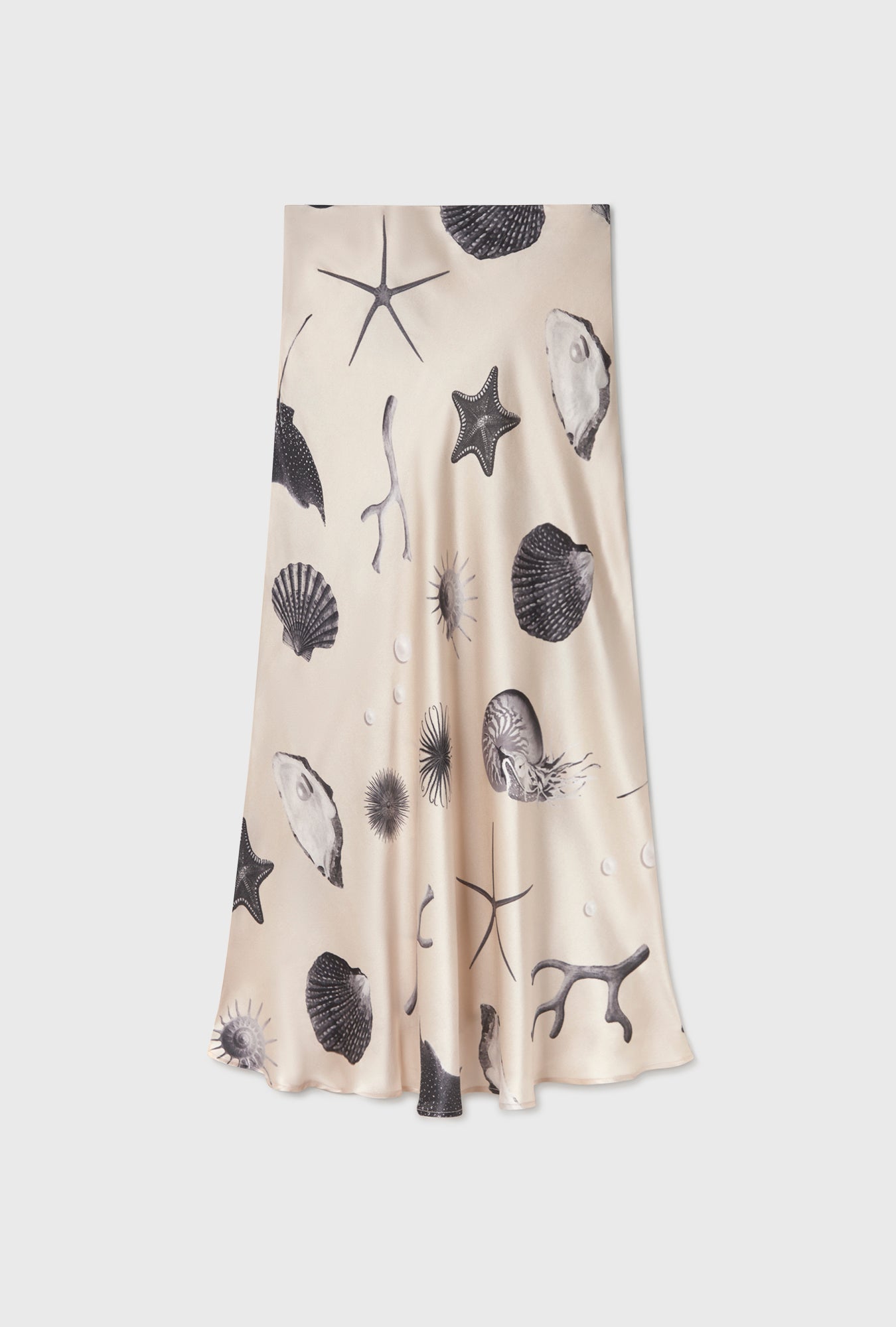 Long Bias Cut Skirt Seashells