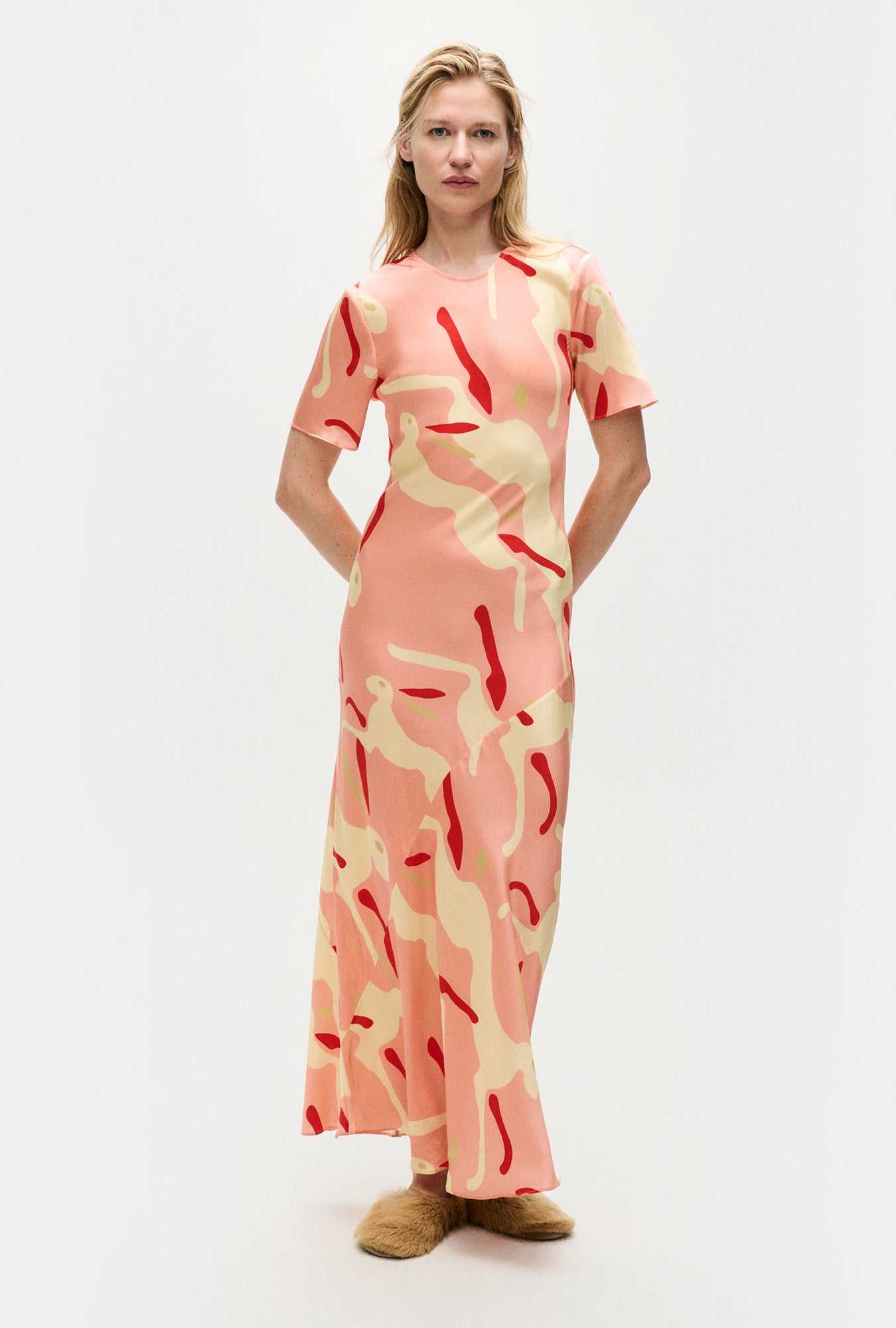 Short Sleeve Bias Dress Rabbit Amaranth