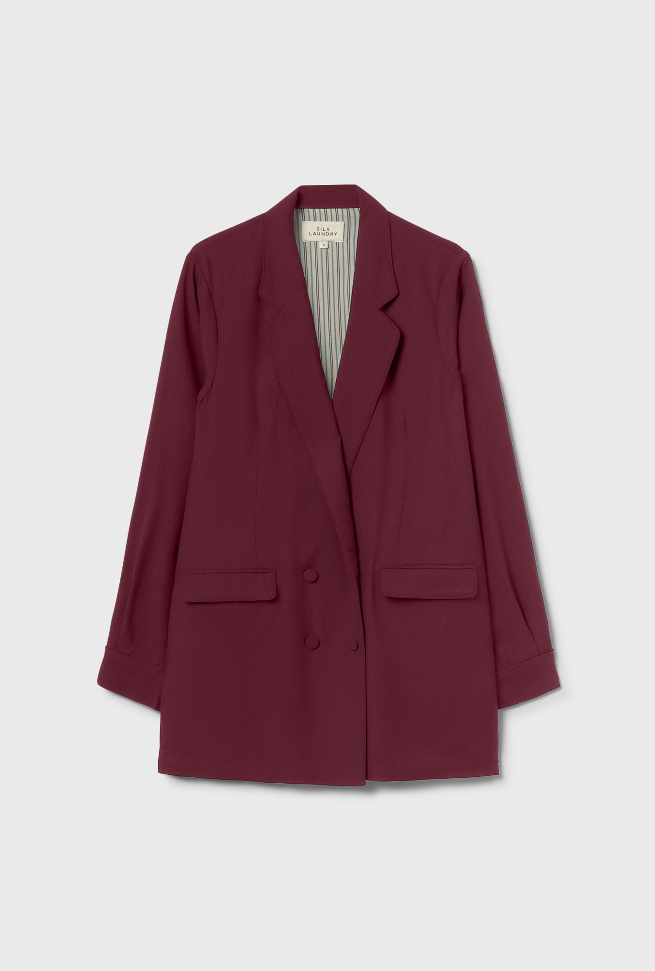 Wool Silk Relaxed Blazer Deadleaf