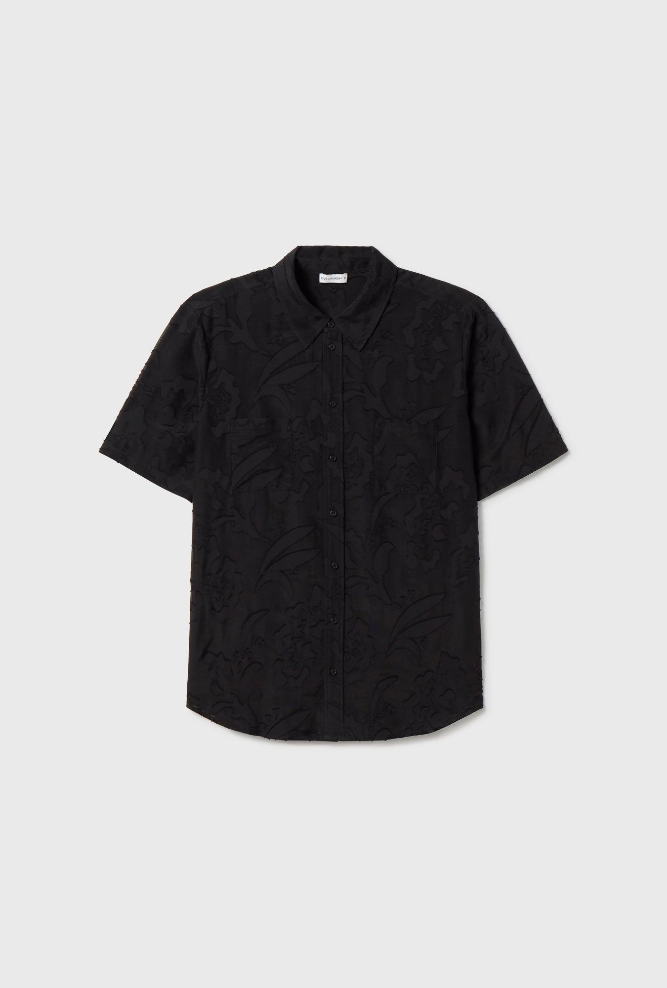 Clip Silk Short Sleeve Boyfriend Shirt Tulipa Black