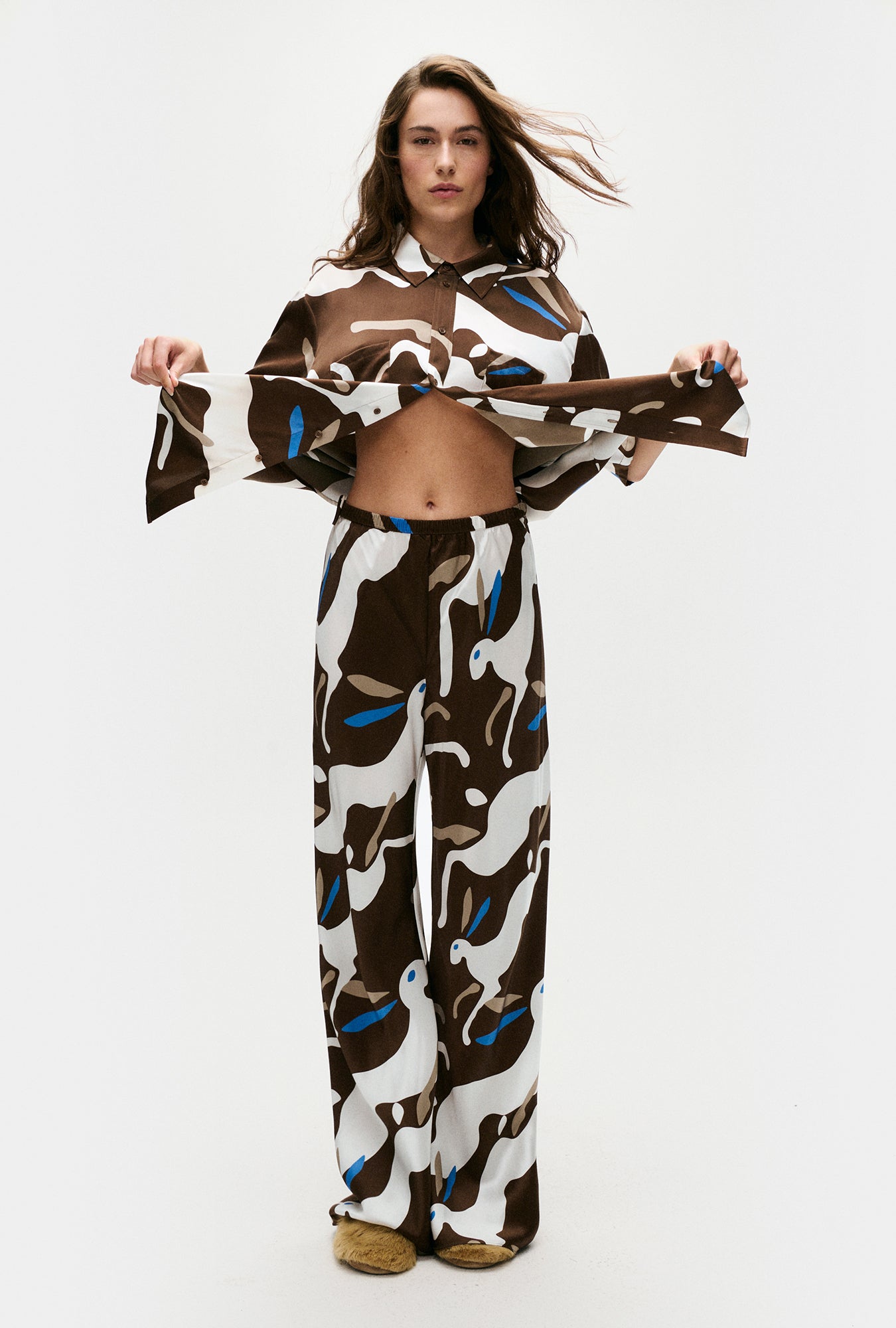 Bias Cut Pants Rabbit Dark Earth