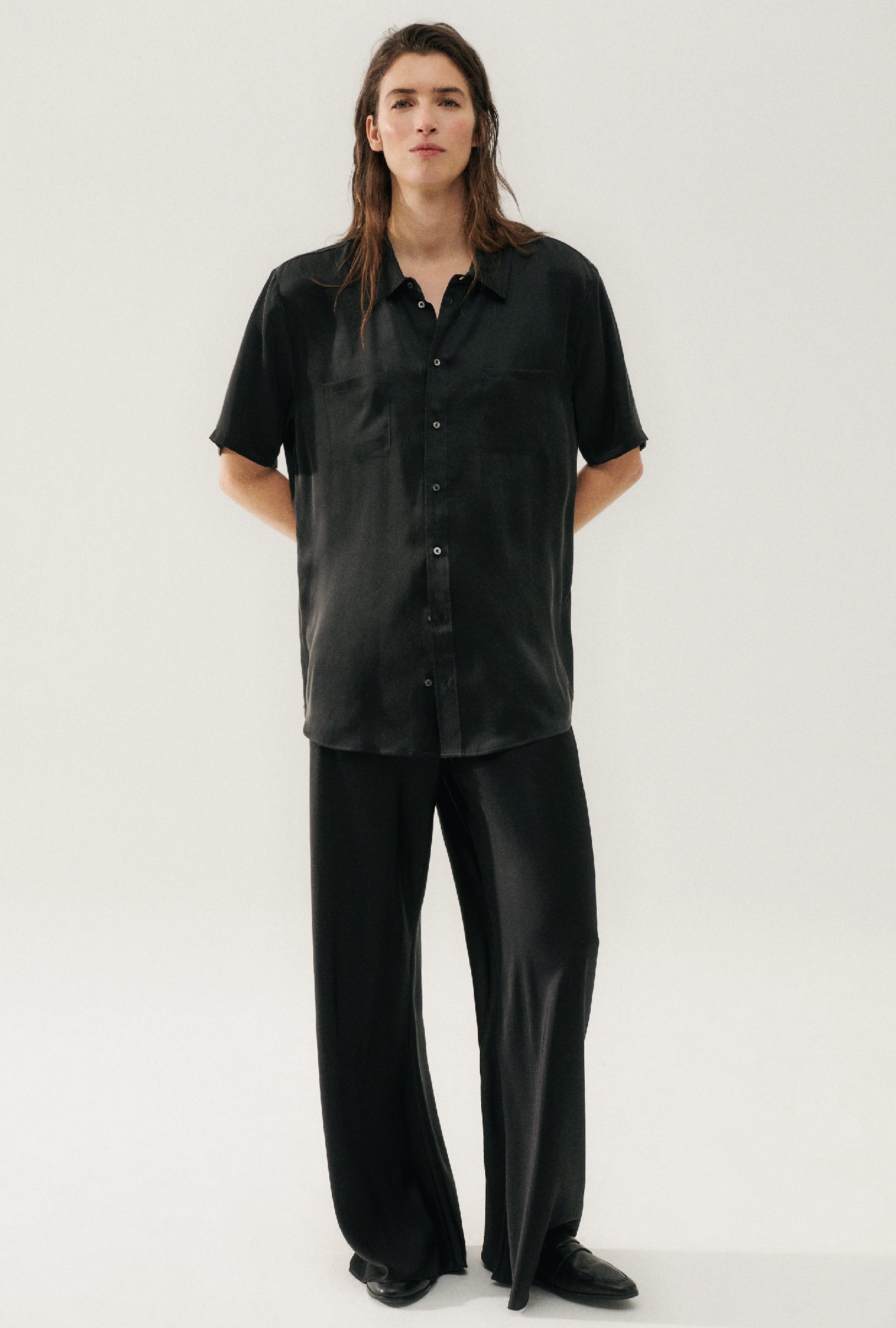 Short Sleeve Boyfriend Shirt Black