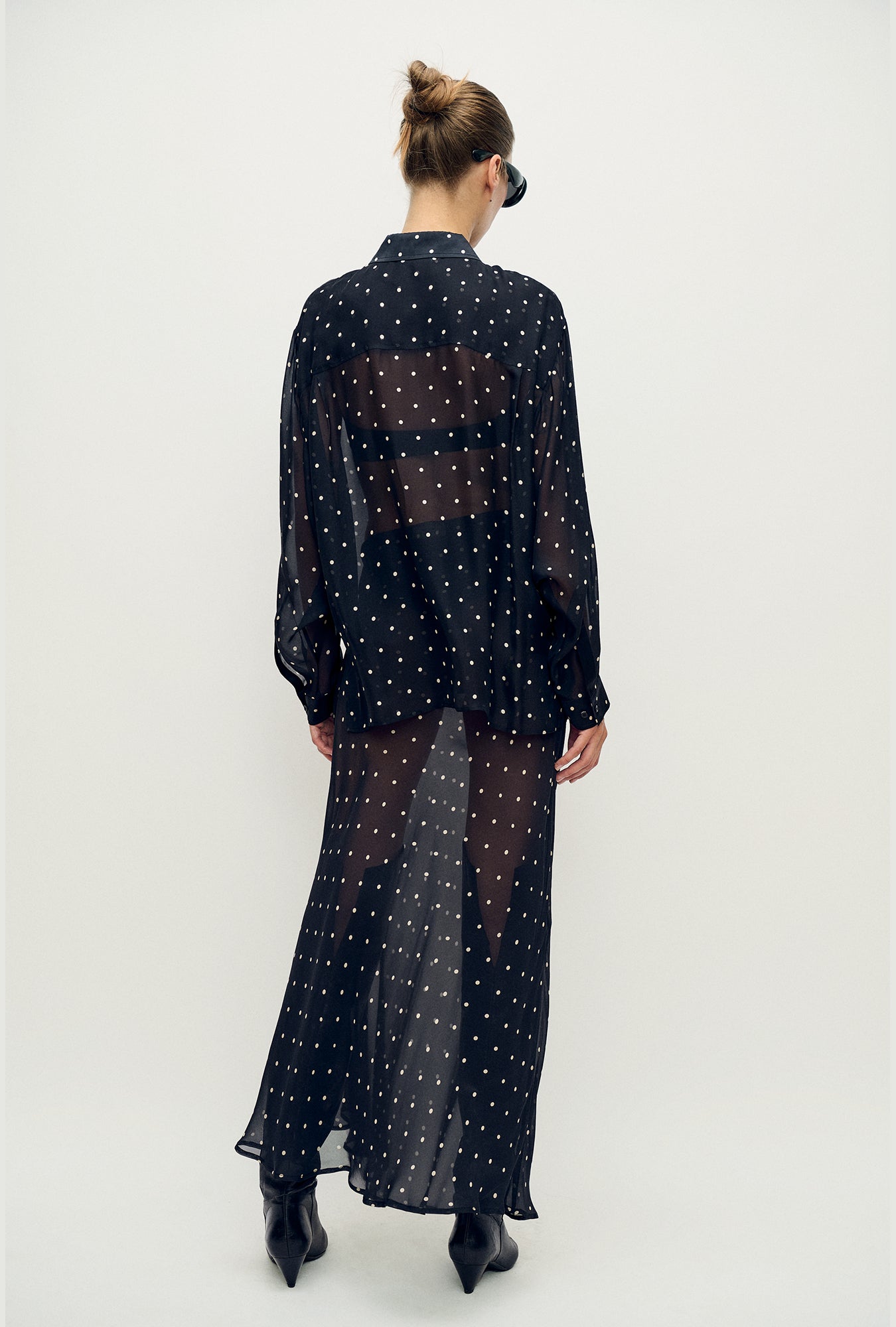 Long Bias Cut Skirt Small Polka Dot