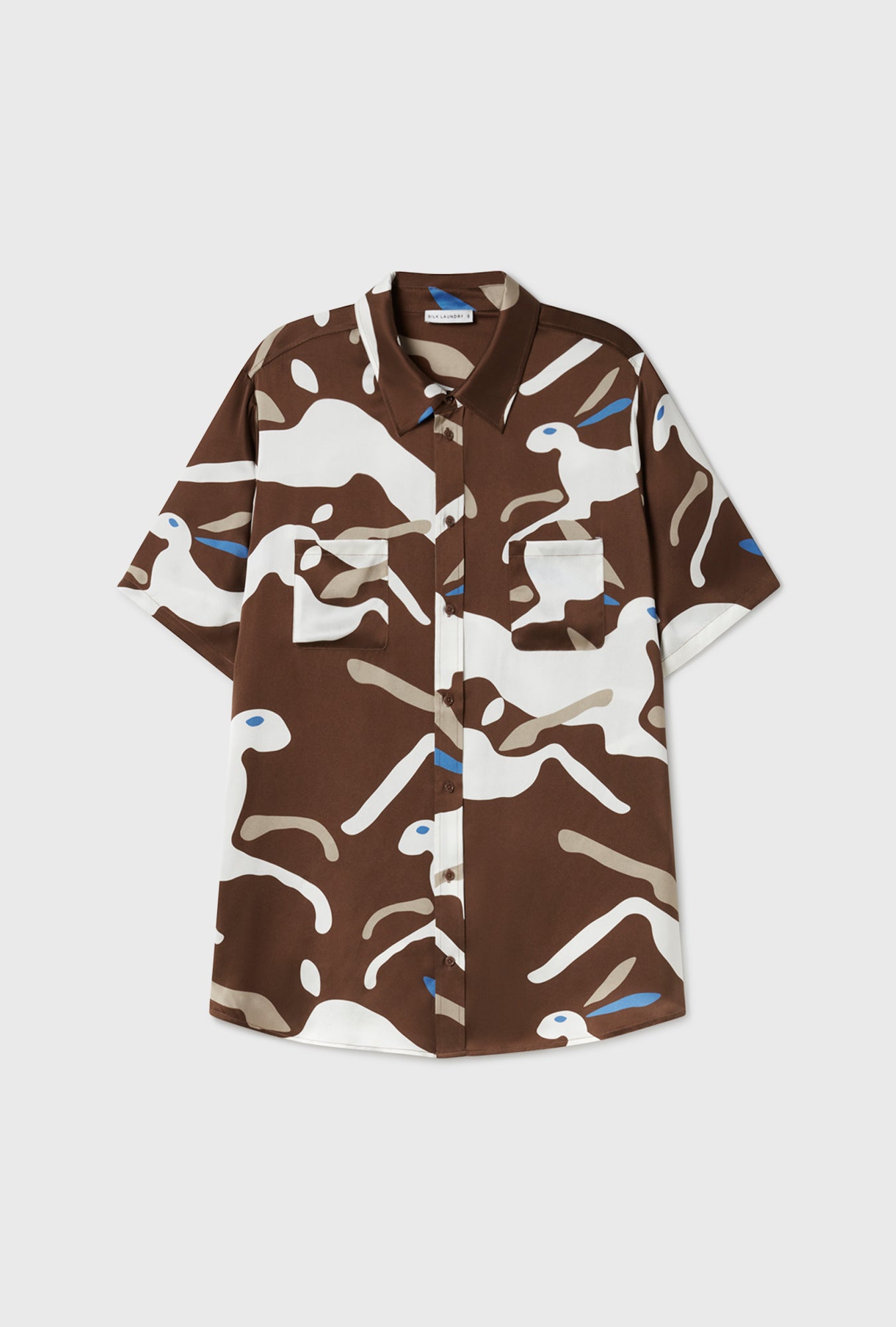 Short Sleeve Boyfriend Shirt Rabbit Dark Earth