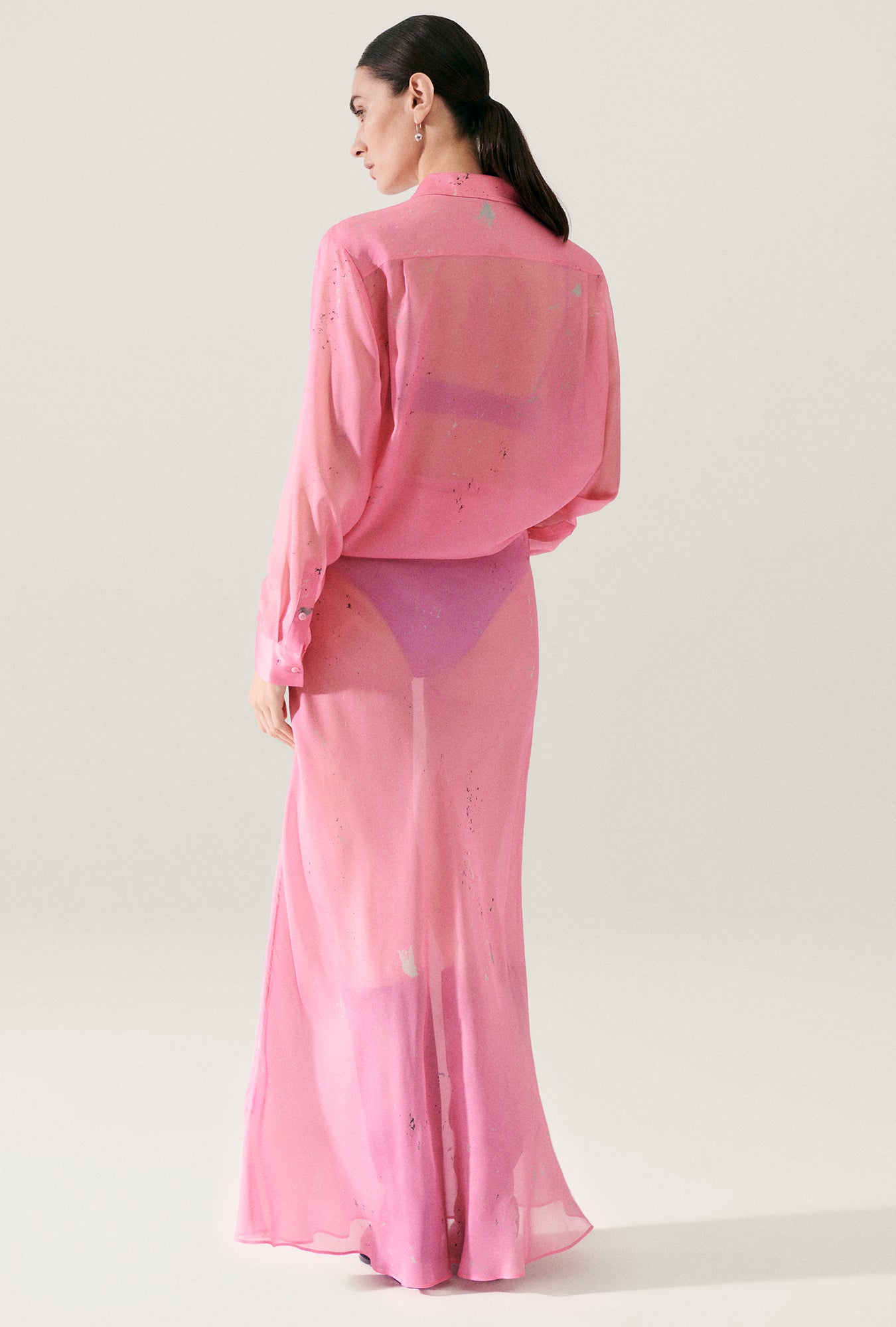 Chiffon Long Bias Cut Skirt Hog Wash