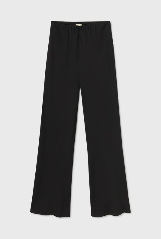 Wool Silk Wide Legged Bias Cut Pants Black