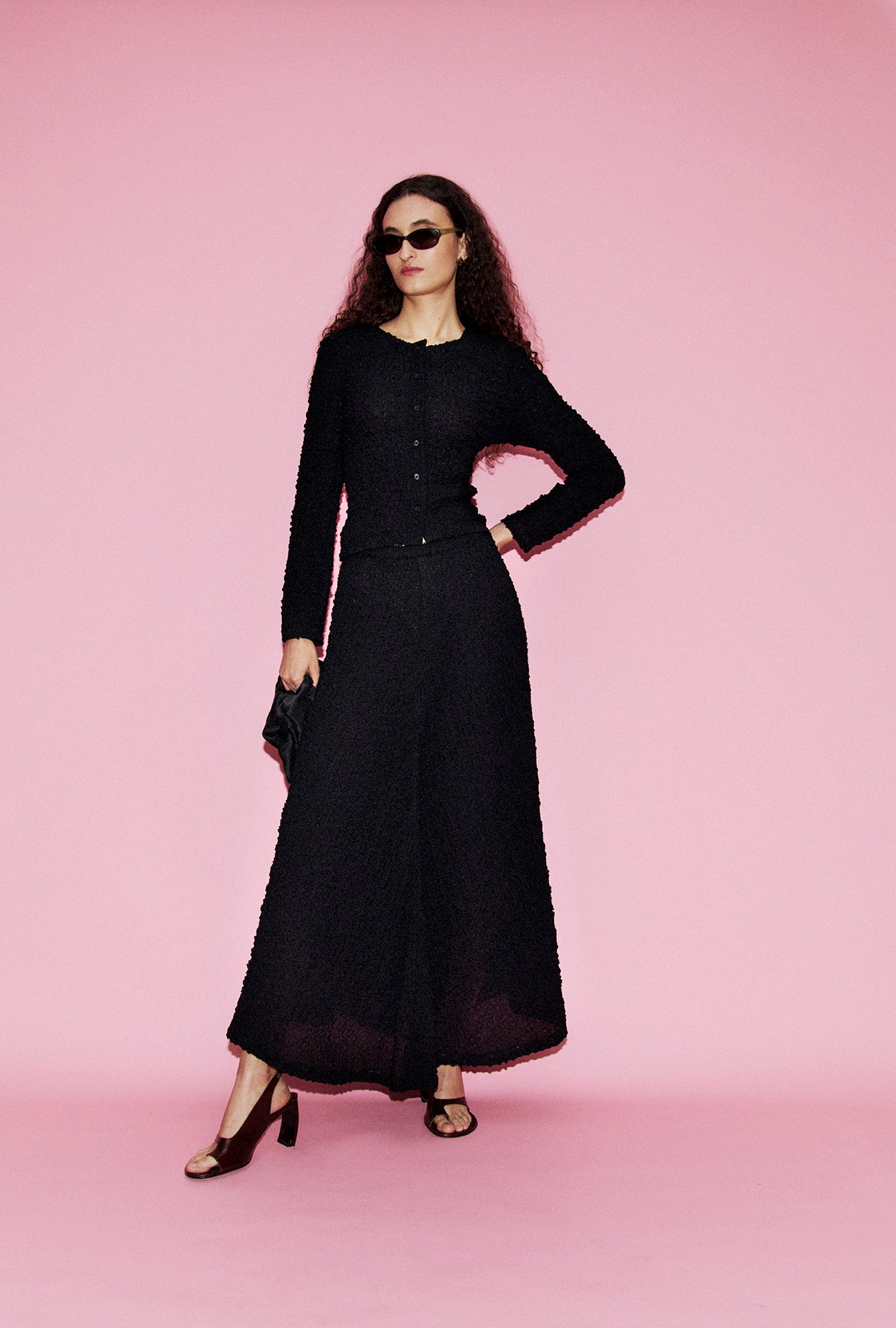 Pebble Long Sleeve Elena Top Black