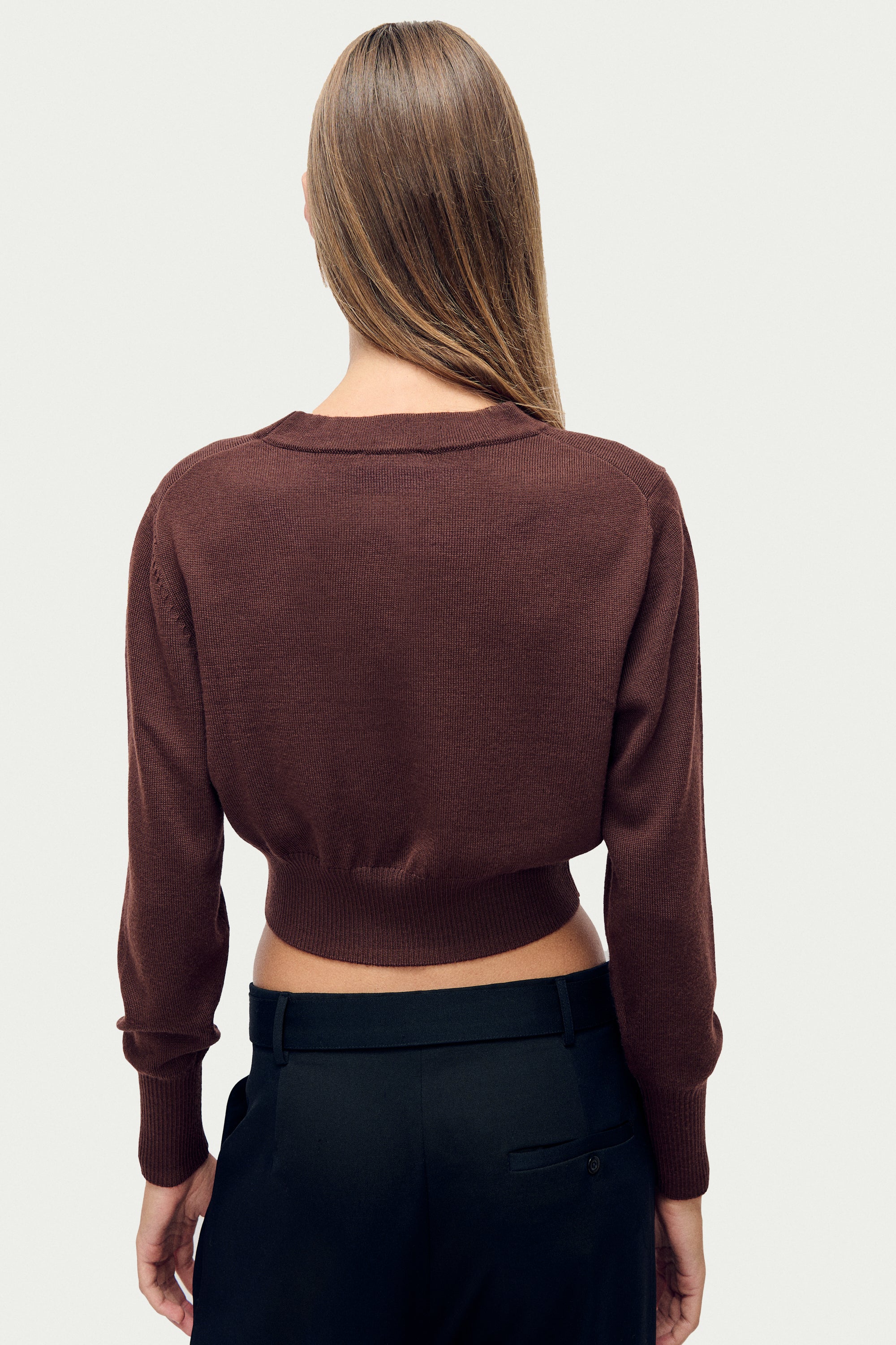 WOOL CROPPED CREWNECK ROOT