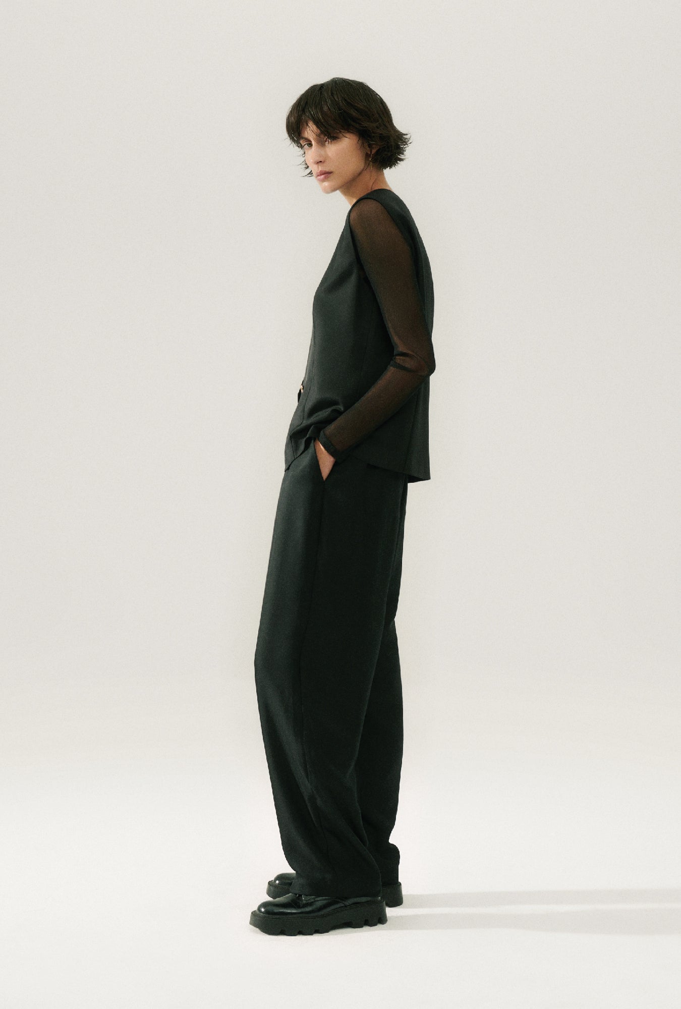 Twill Slouch Pants Black