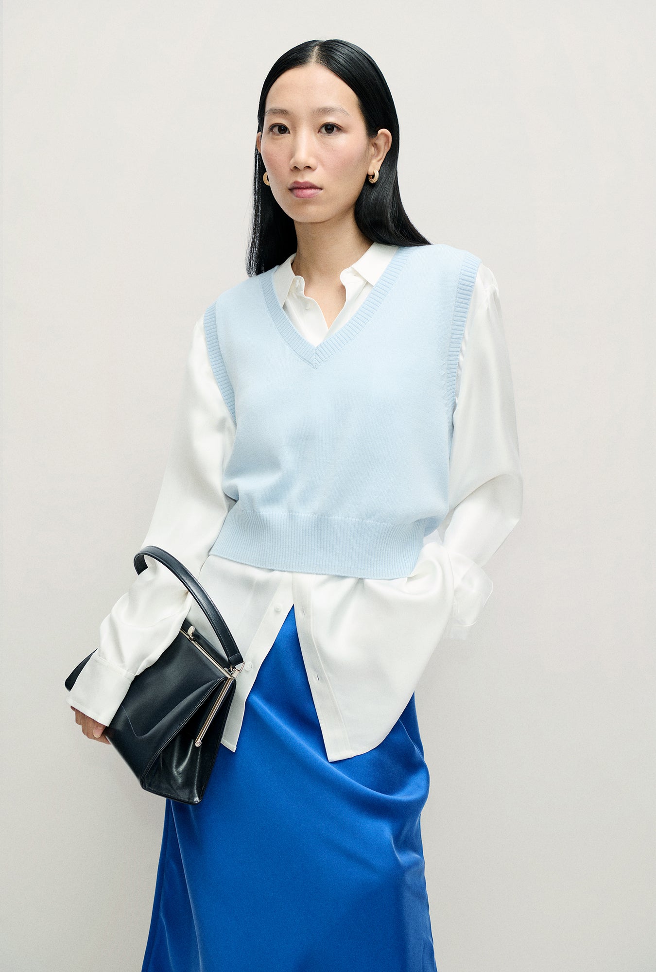 Wool V-Neck Sweater Vest Cornflower