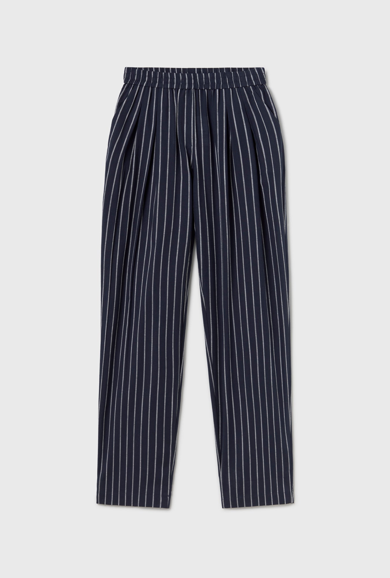 Cotton Slouch Pants Egret Stripe