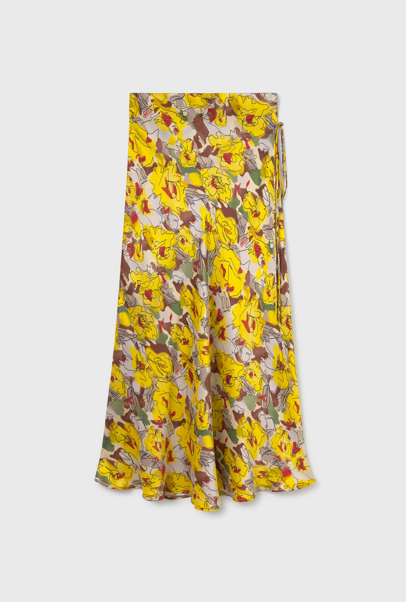 Long Bias Cut Skirt Sunflower Floral