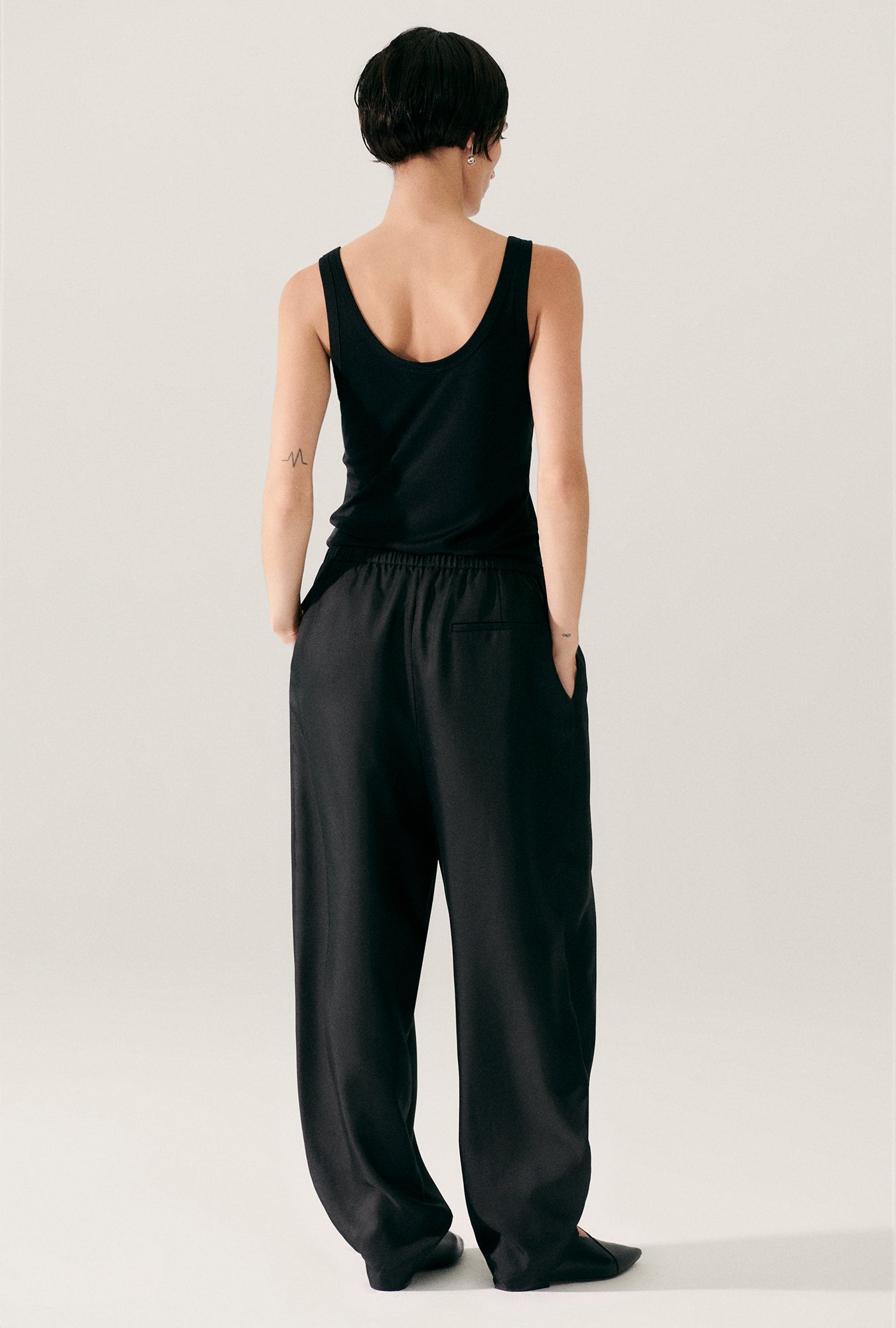 Twill Harem Pants Black