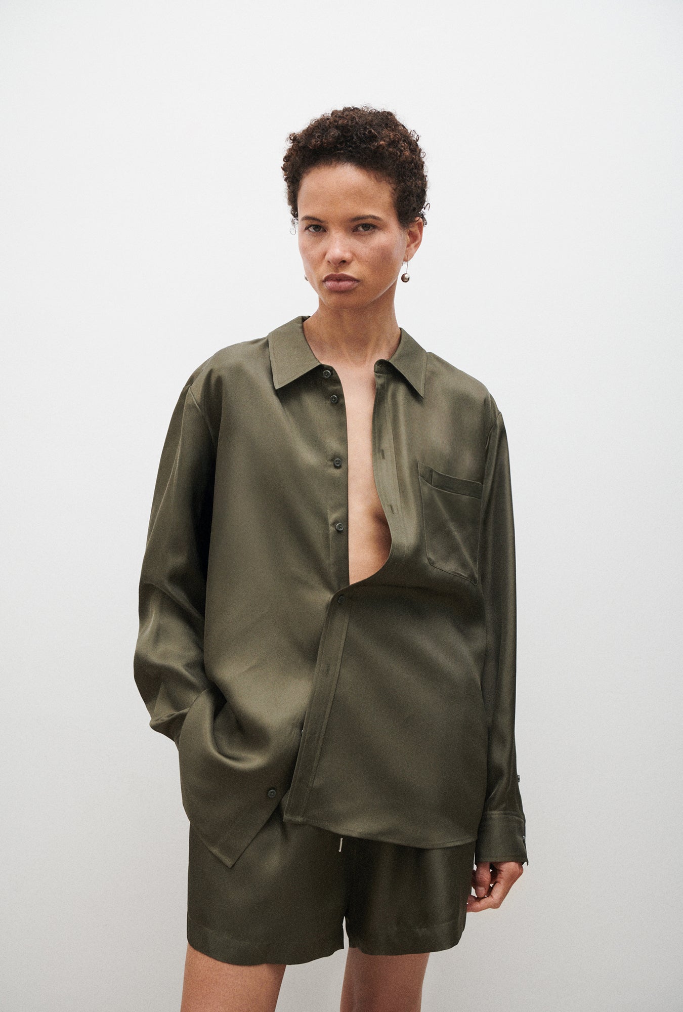 Twill Boyfriend Shirt Pine